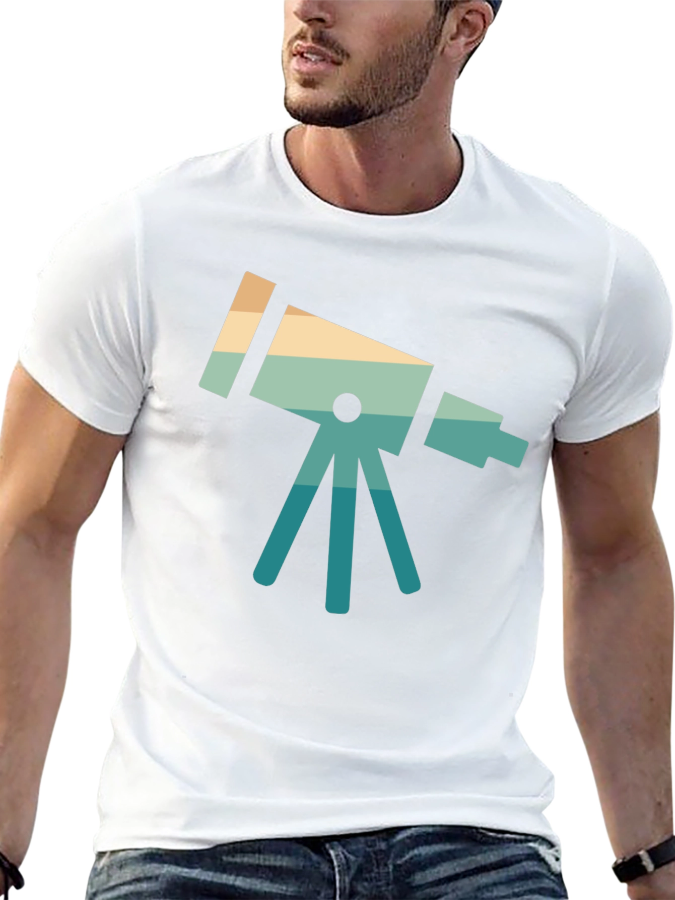 Retro Telescope Graphic Tee - Space Lover Gift