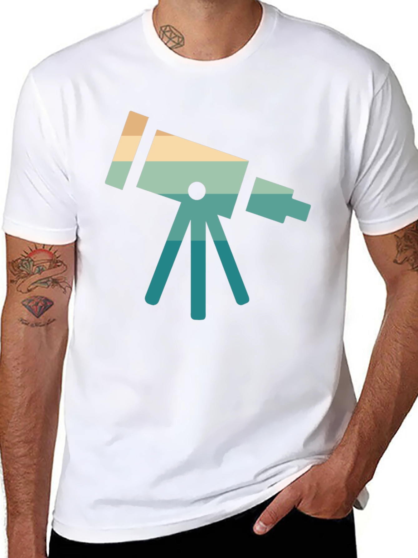 Retro Telescope Graphic Tee - Space Lover Gift