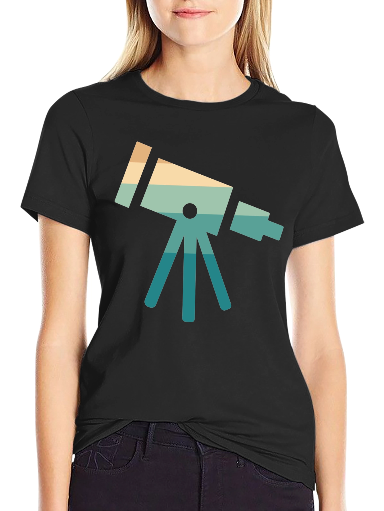 Retro Telescope Graphic Tee - Space Lover Gift