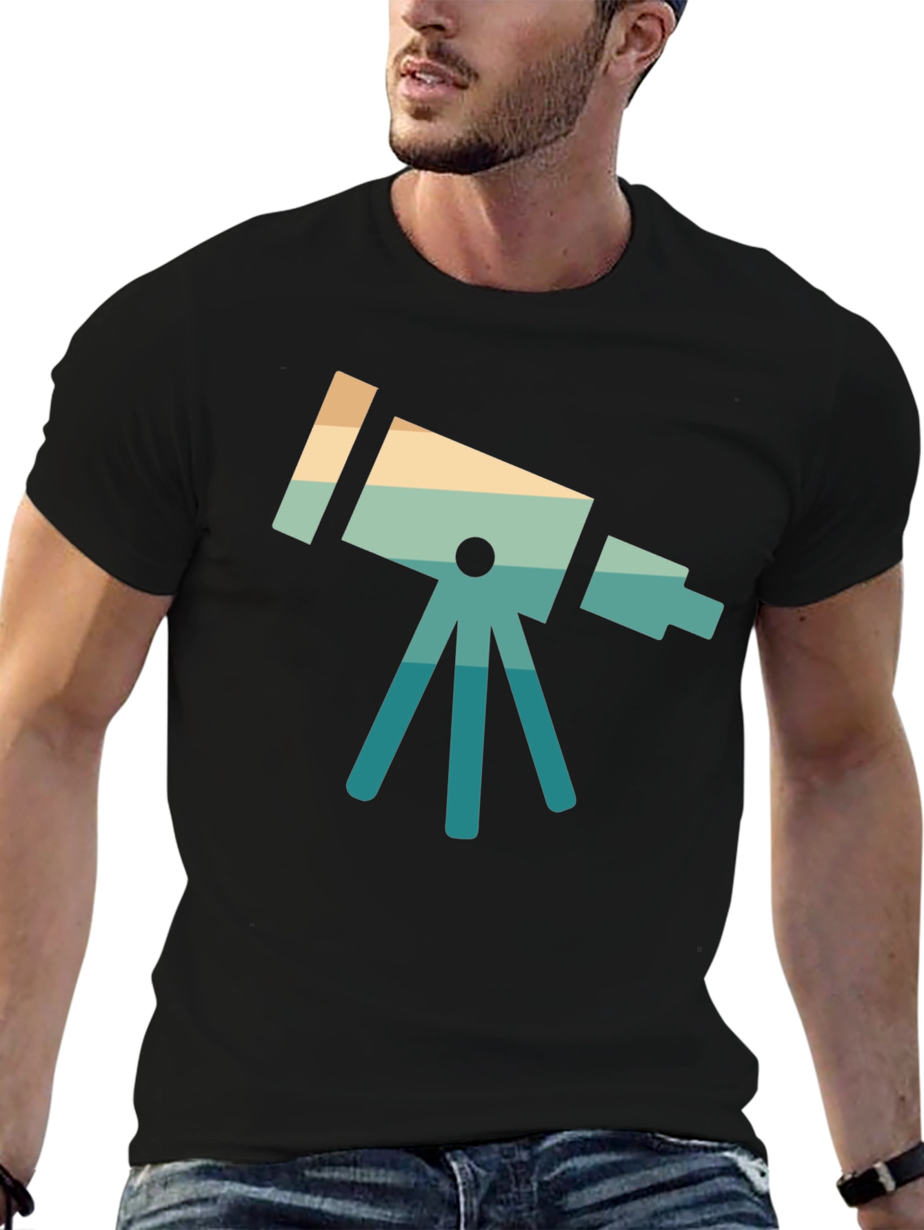 Retro Telescope Graphic Tee - Space Lover Gift