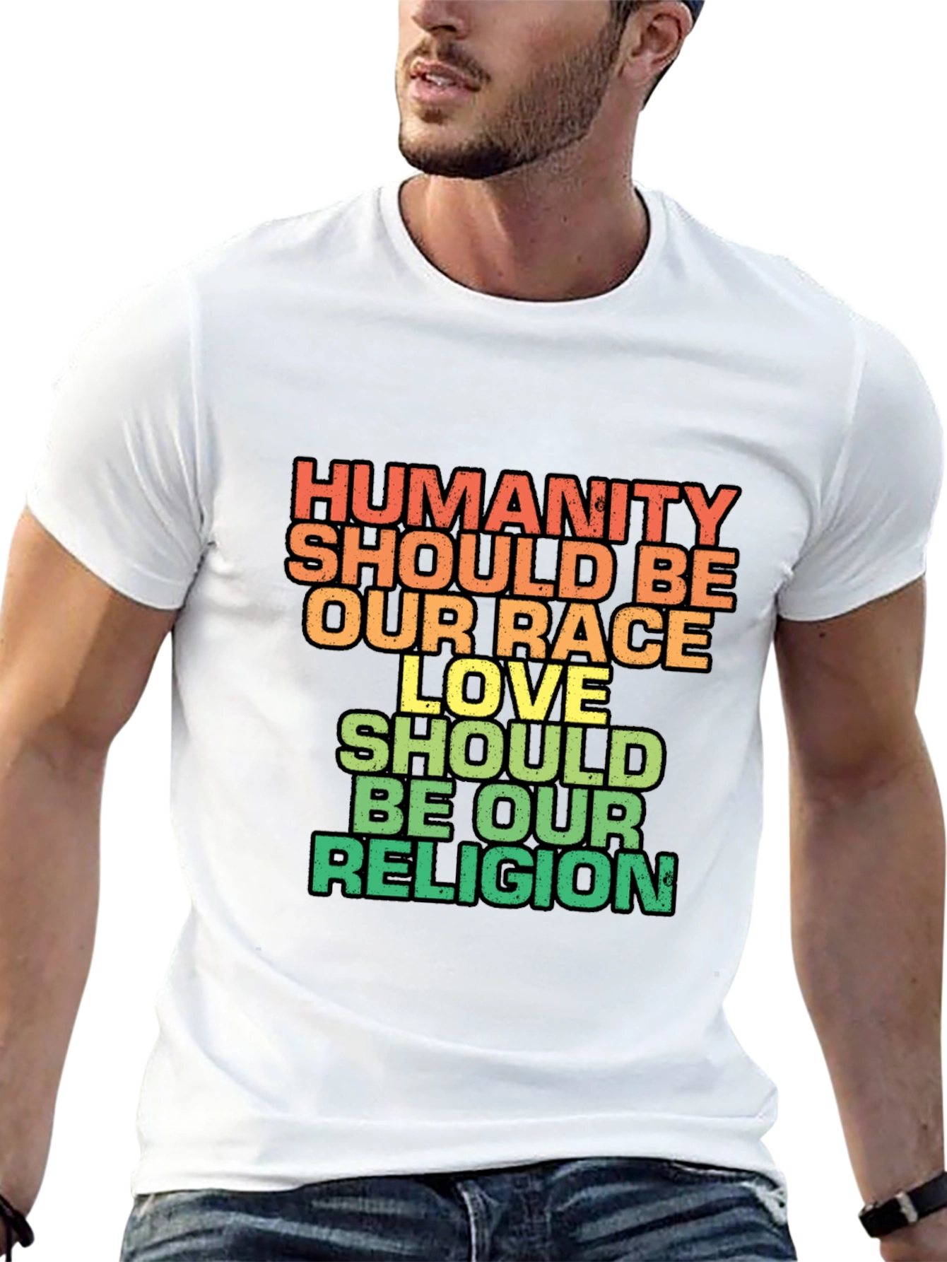 Humanity Love Religion Graphic Tee - Black