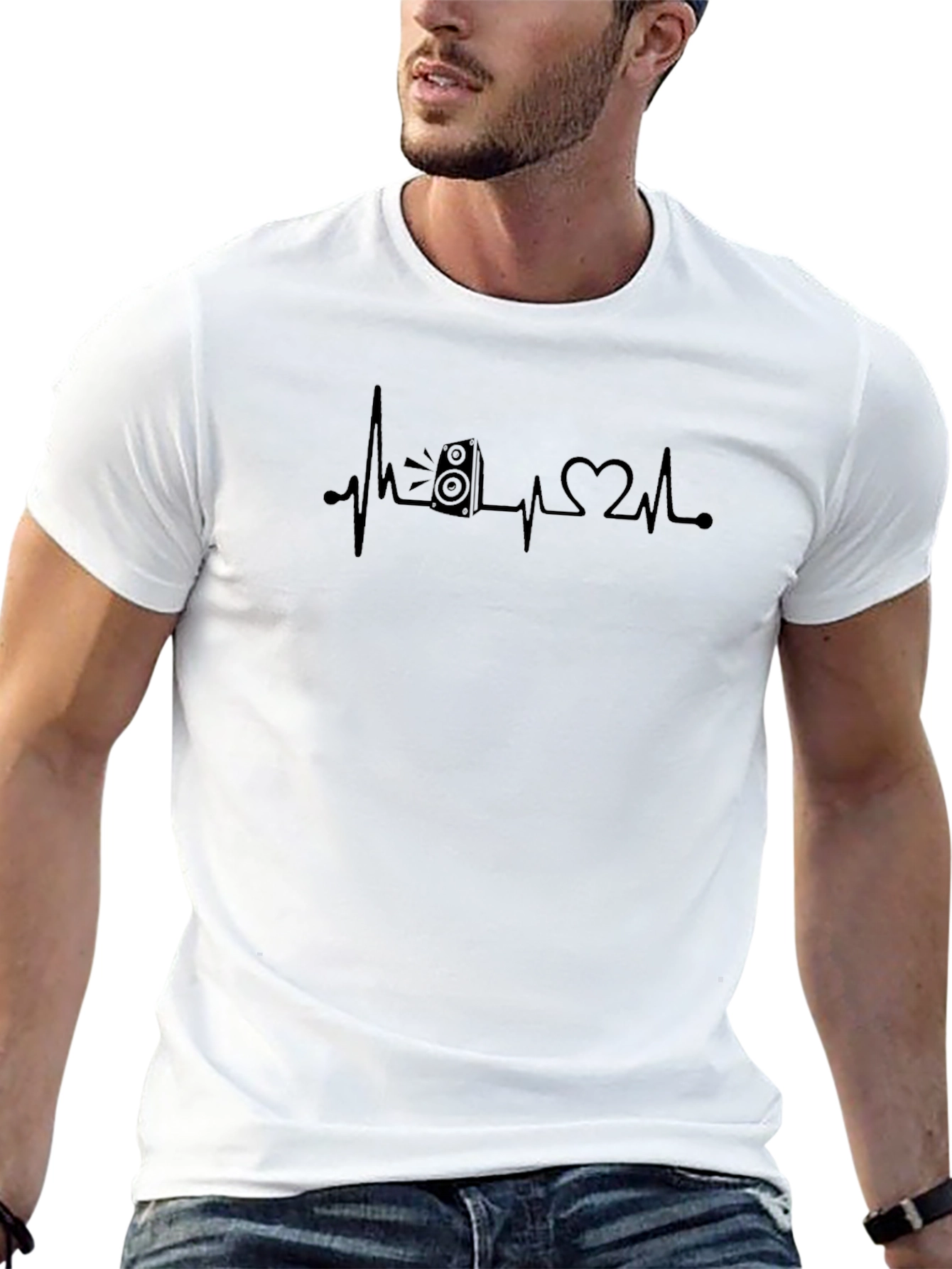 Speaker Heartbeat Graphic Tee - Music Lover T-Shirt