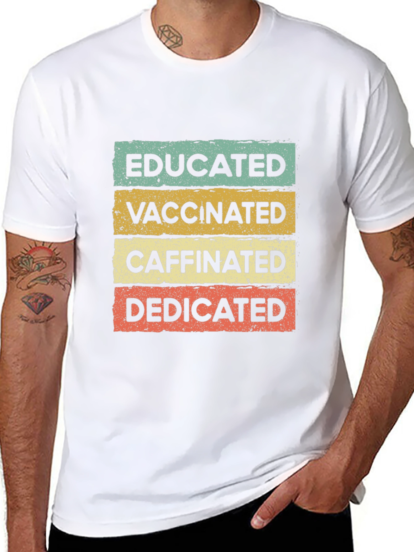 Educated Vaccinated Caffeinated Dedicated T-Shirt