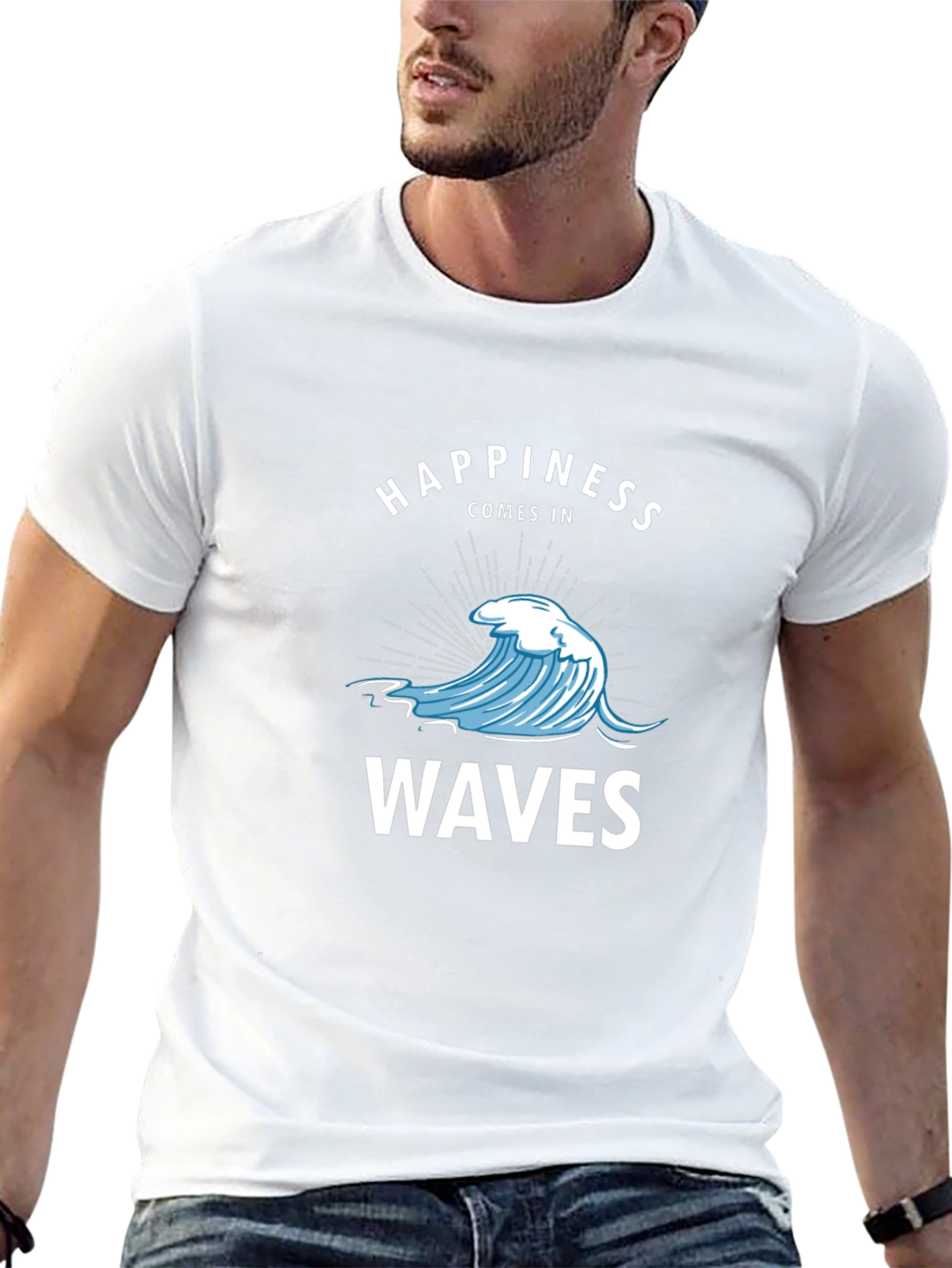 Happiness Comes In Waves Graphic T-Shirt