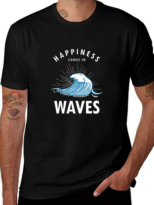 Happiness Comes In Waves Graphic T-Shirt