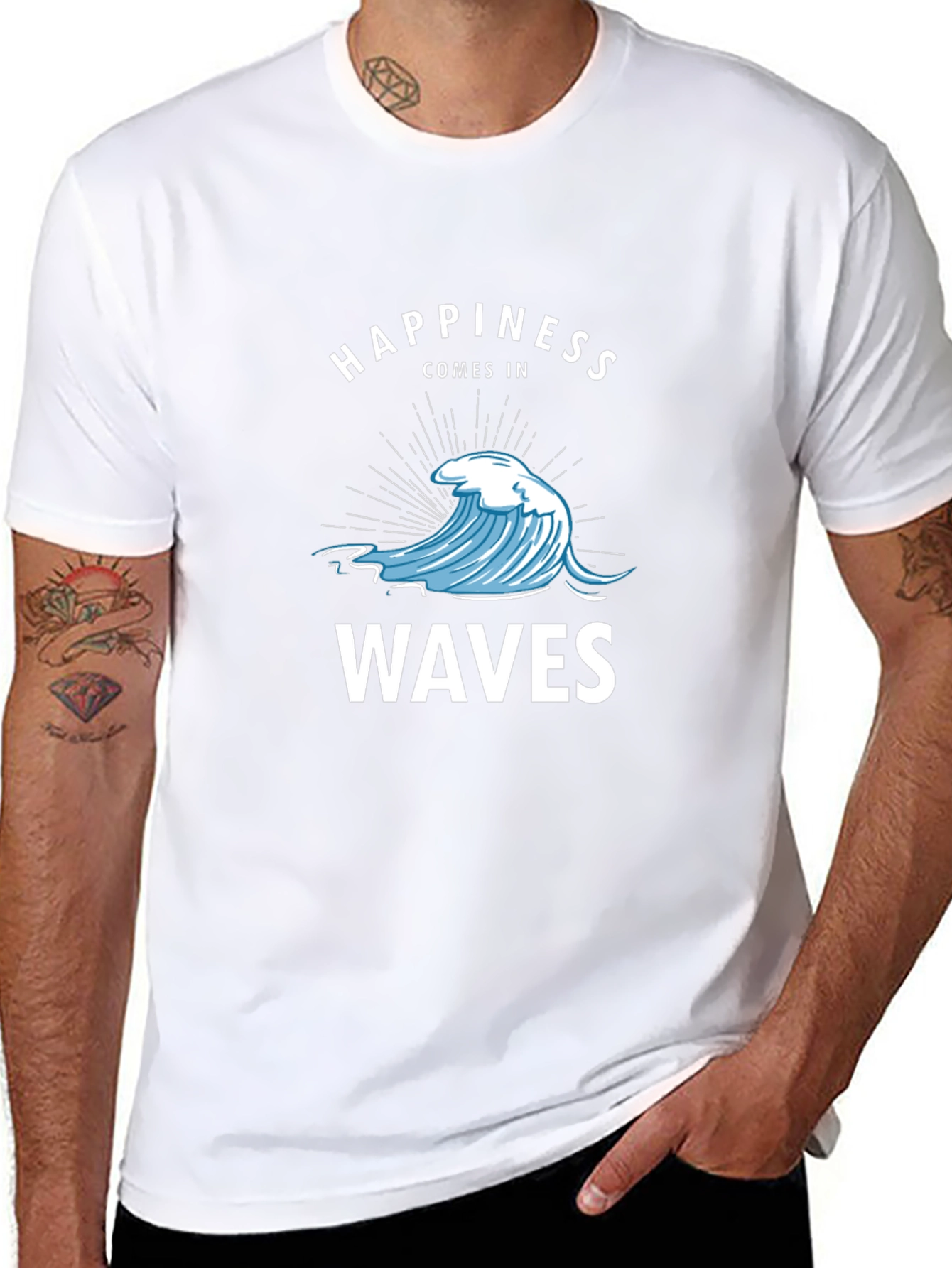 Happiness Comes In Waves Graphic T-Shirt