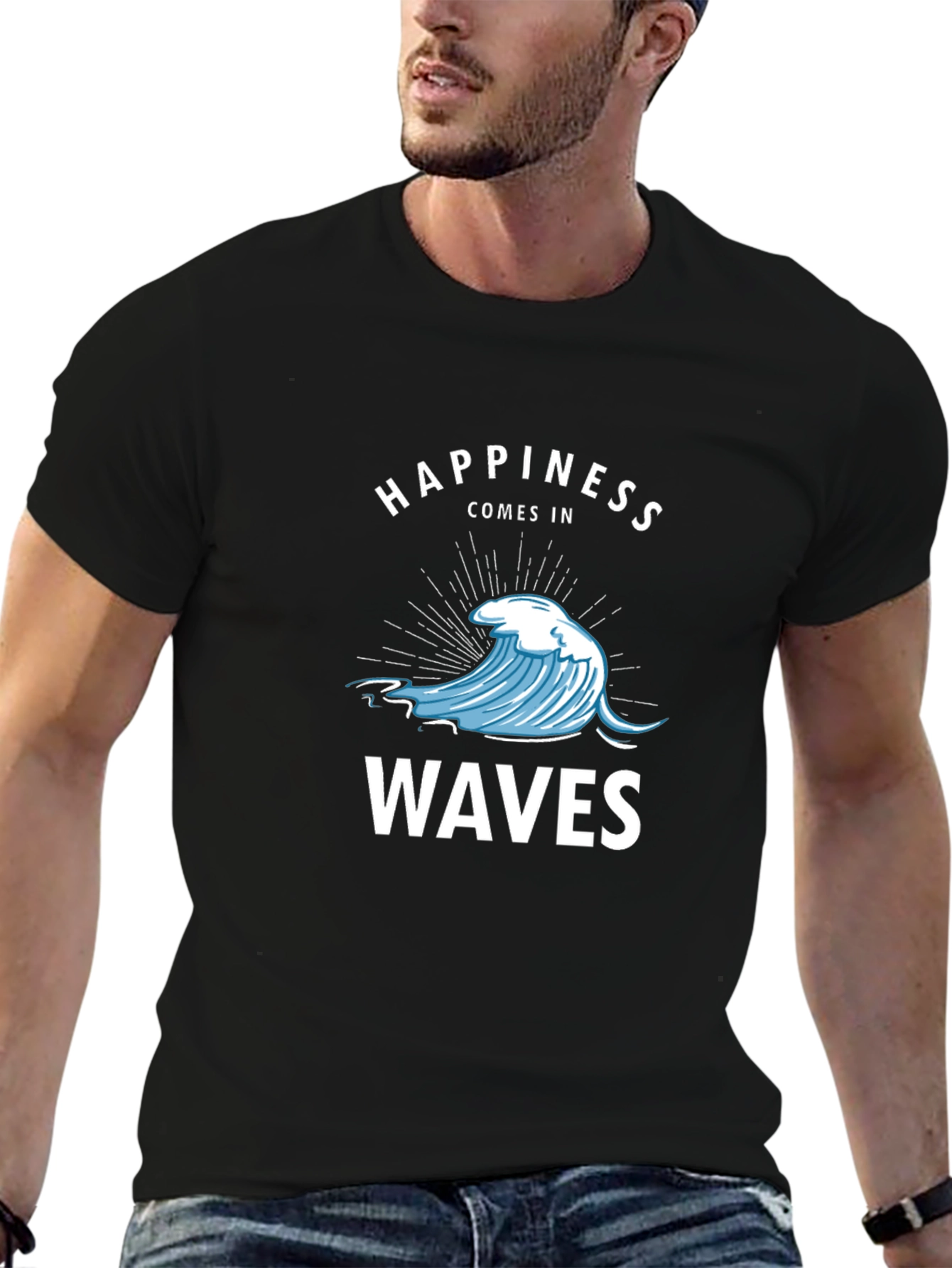Happiness Comes In Waves Graphic T-Shirt