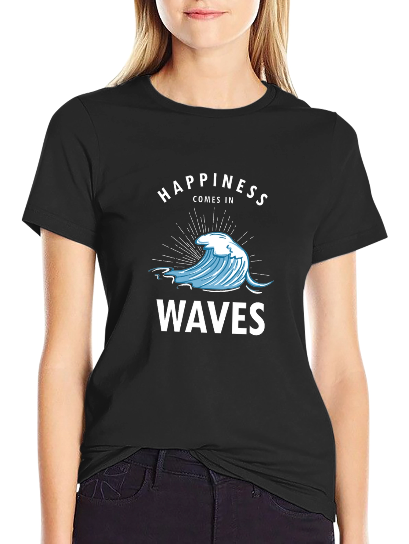 Happiness Comes In Waves Graphic T-Shirt