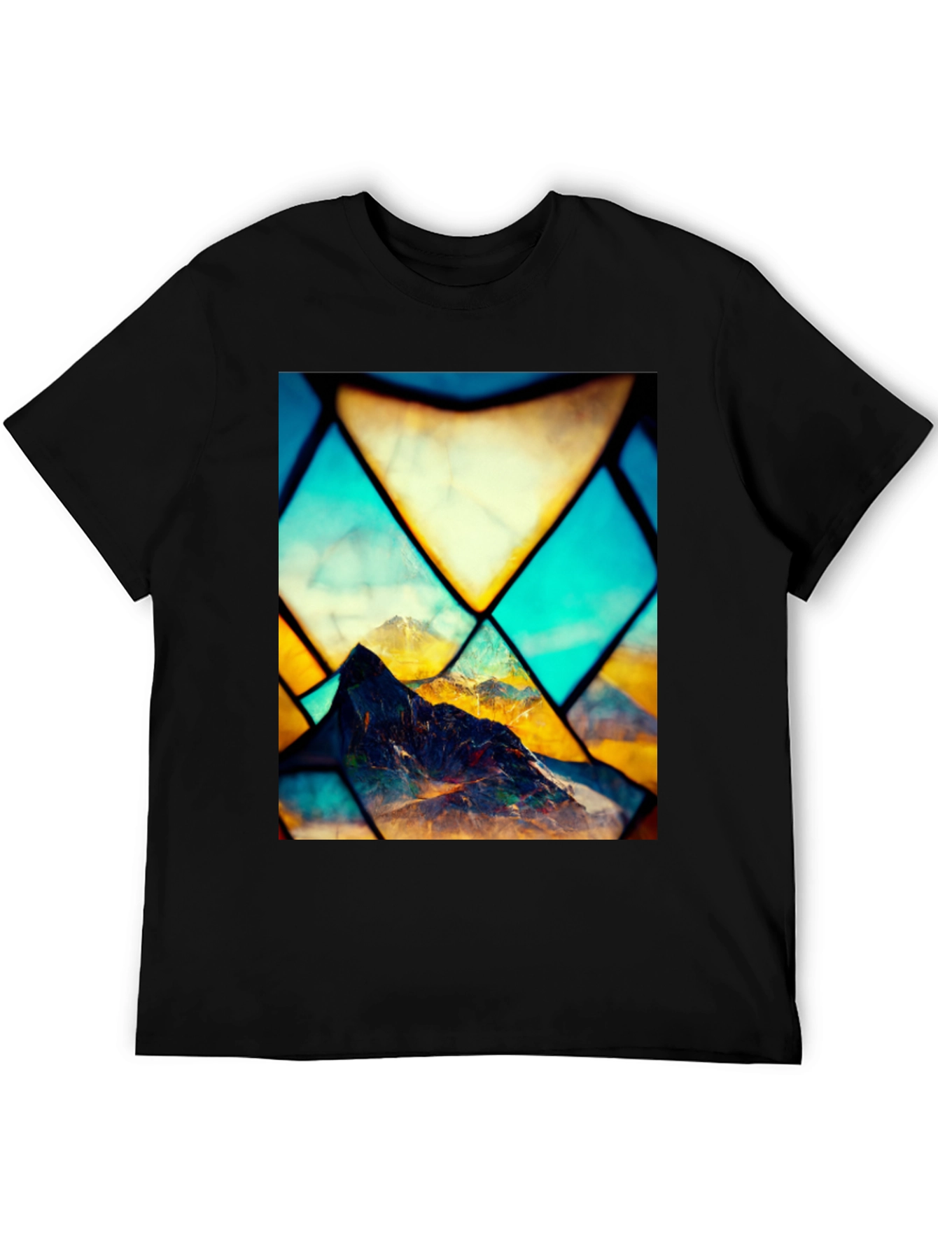 Mountain Stained Glass Graphic Black Tee