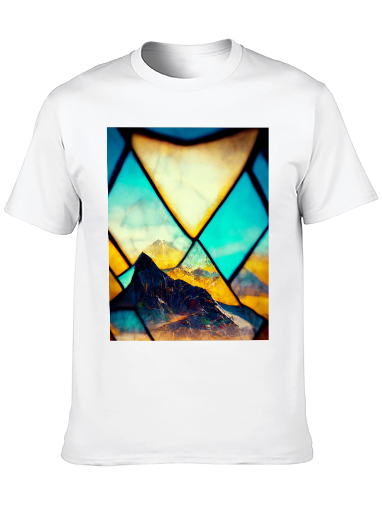 Mountain Stained Glass Graphic Black Tee