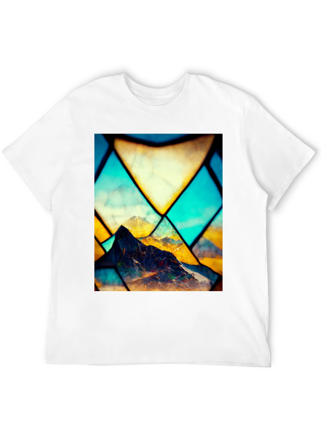 Mountain Stained Glass Graphic Black Tee