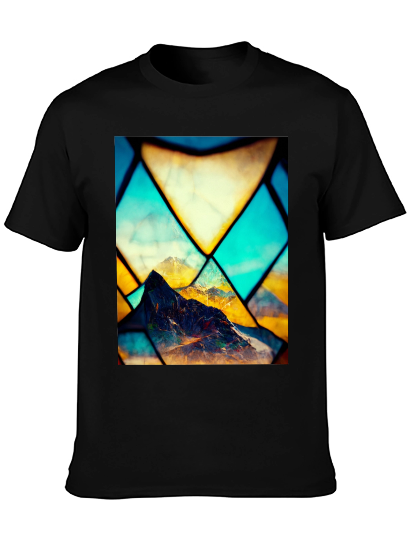 Mountain Stained Glass Graphic Black Tee