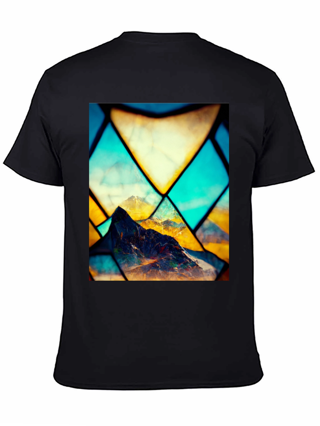 Mountain Stained Glass Graphic Black Tee