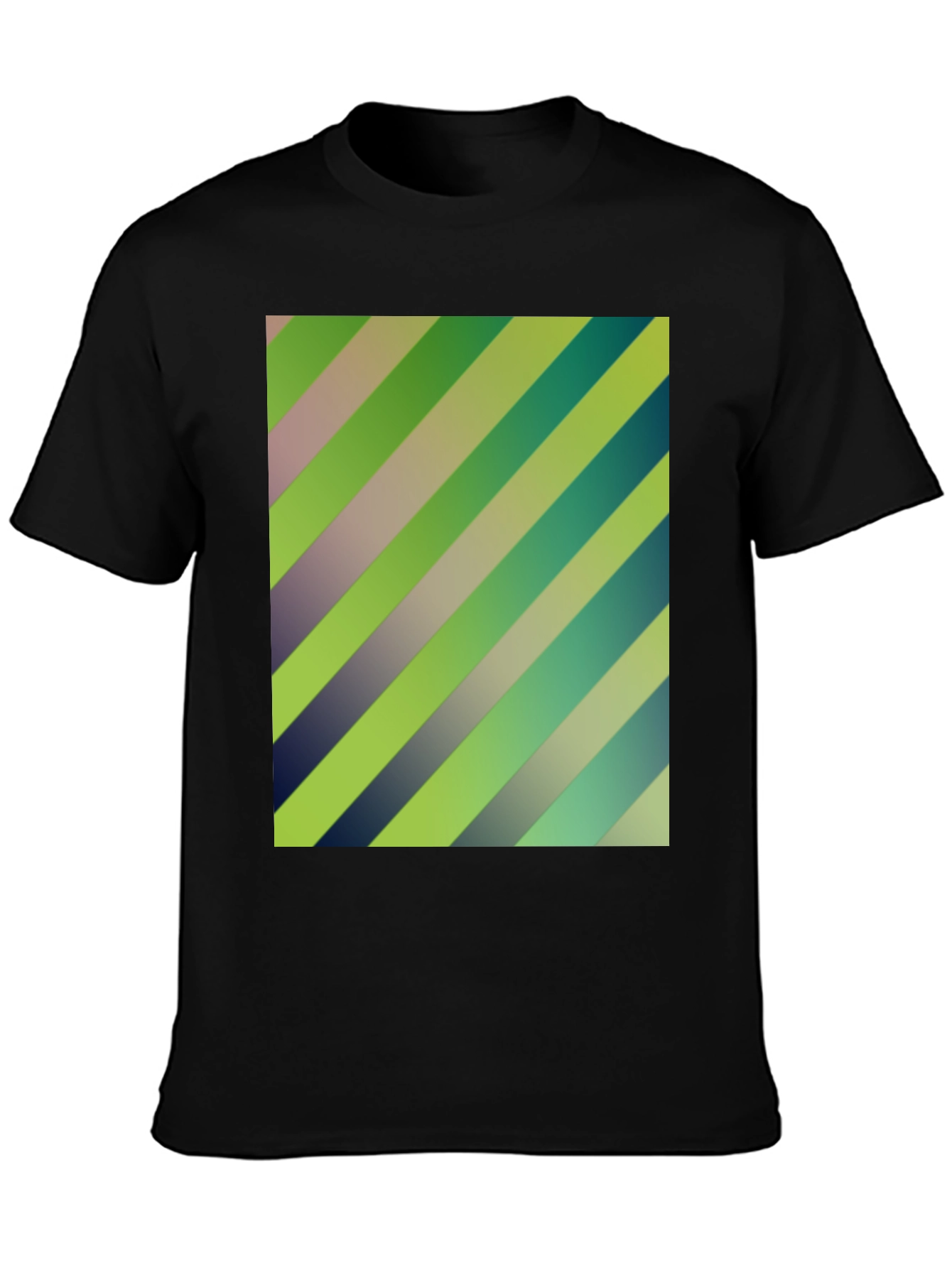 Striped Graphic Print Mens Black T-Shirt