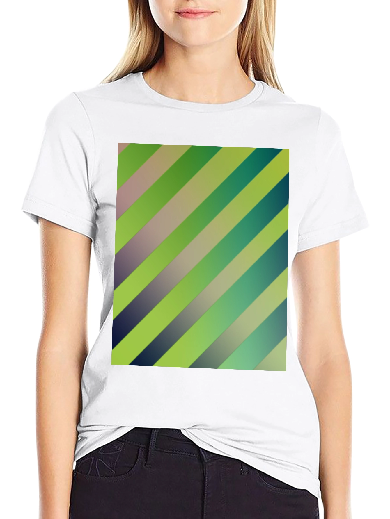 Striped Graphic Print Mens Black T-Shirt