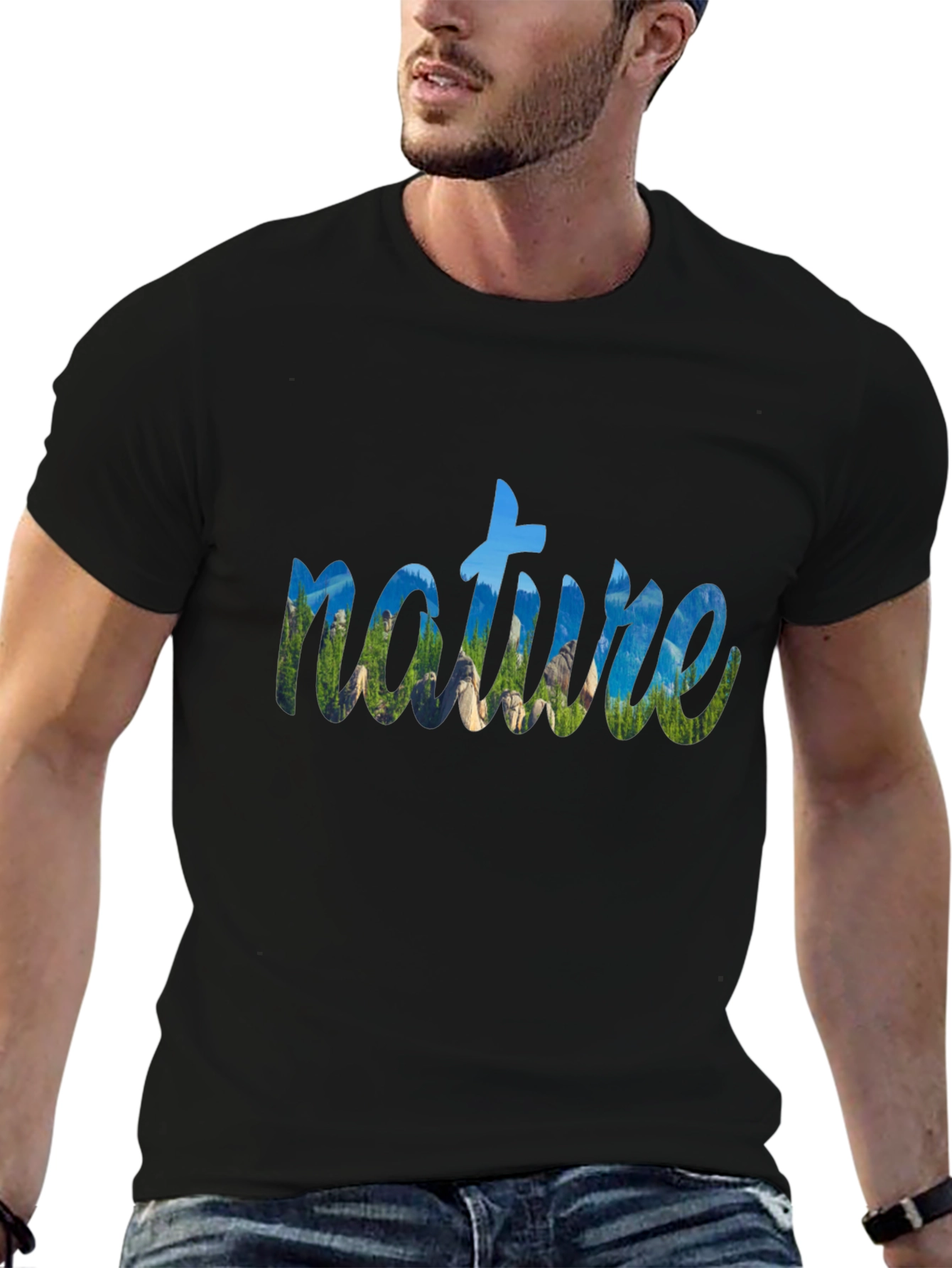 Nature Graphic Black T-Shirt