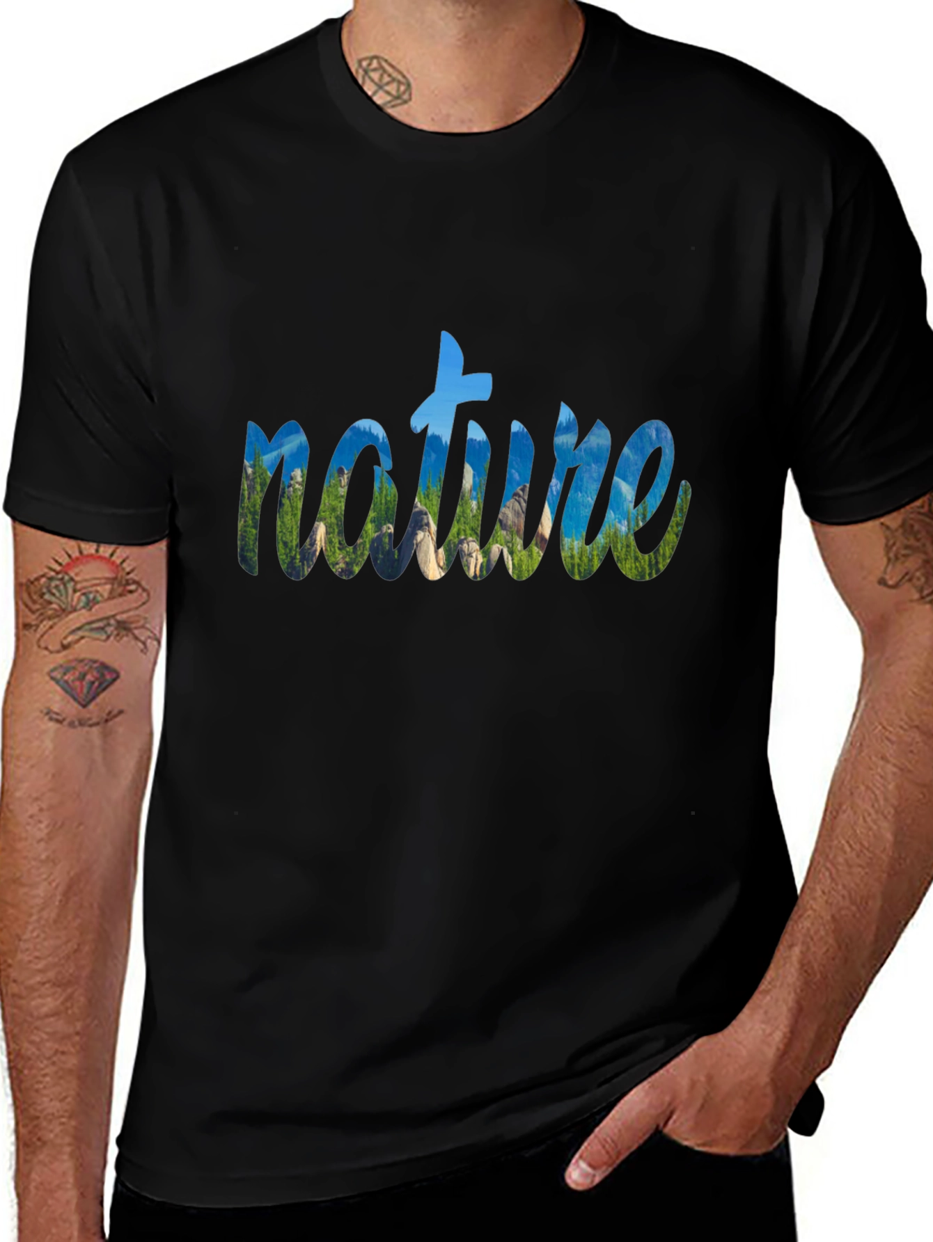 Nature Graphic Black T-Shirt