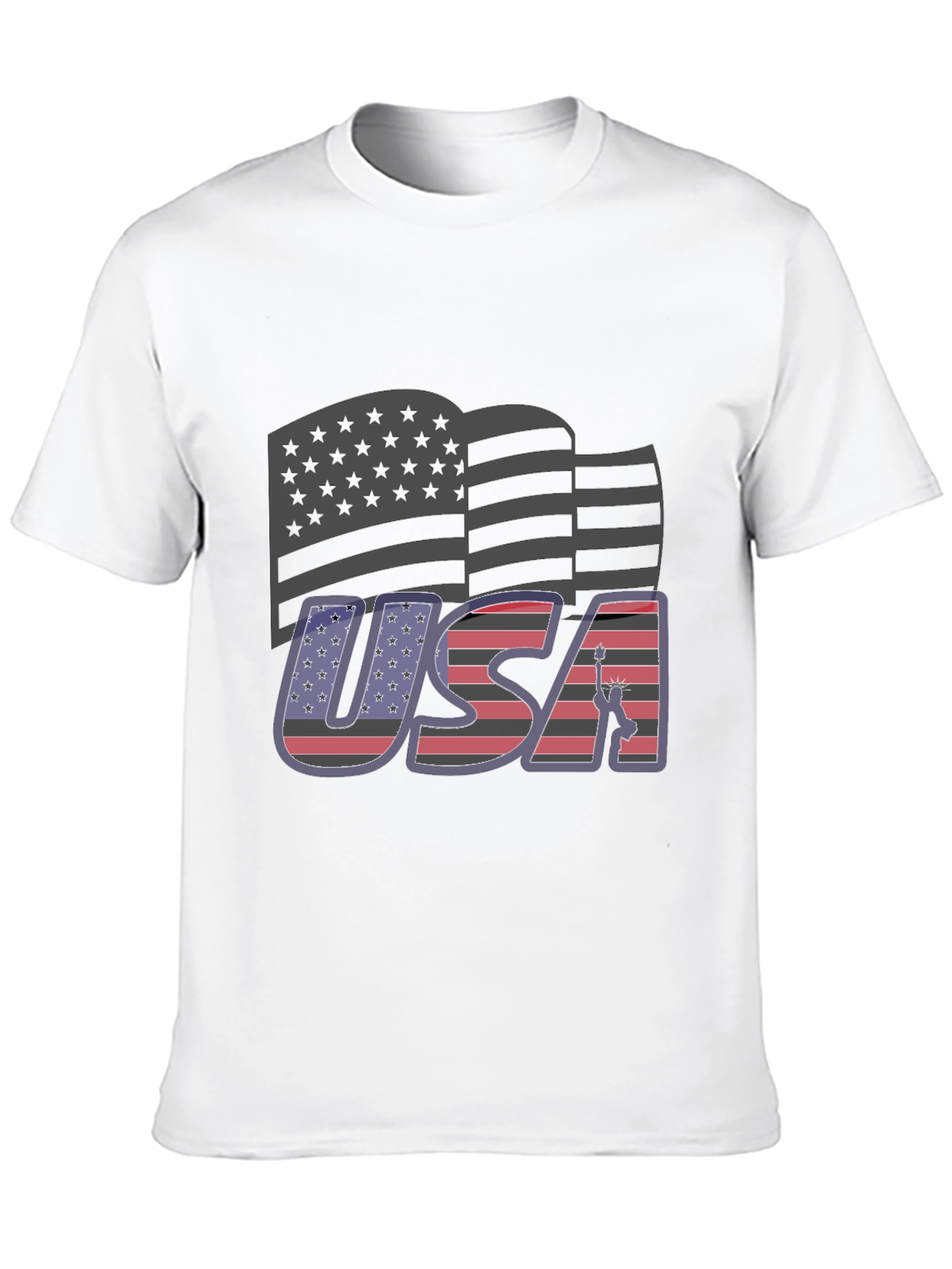 USA Flag Graphic Tee - Patriotic Black T-Shirt