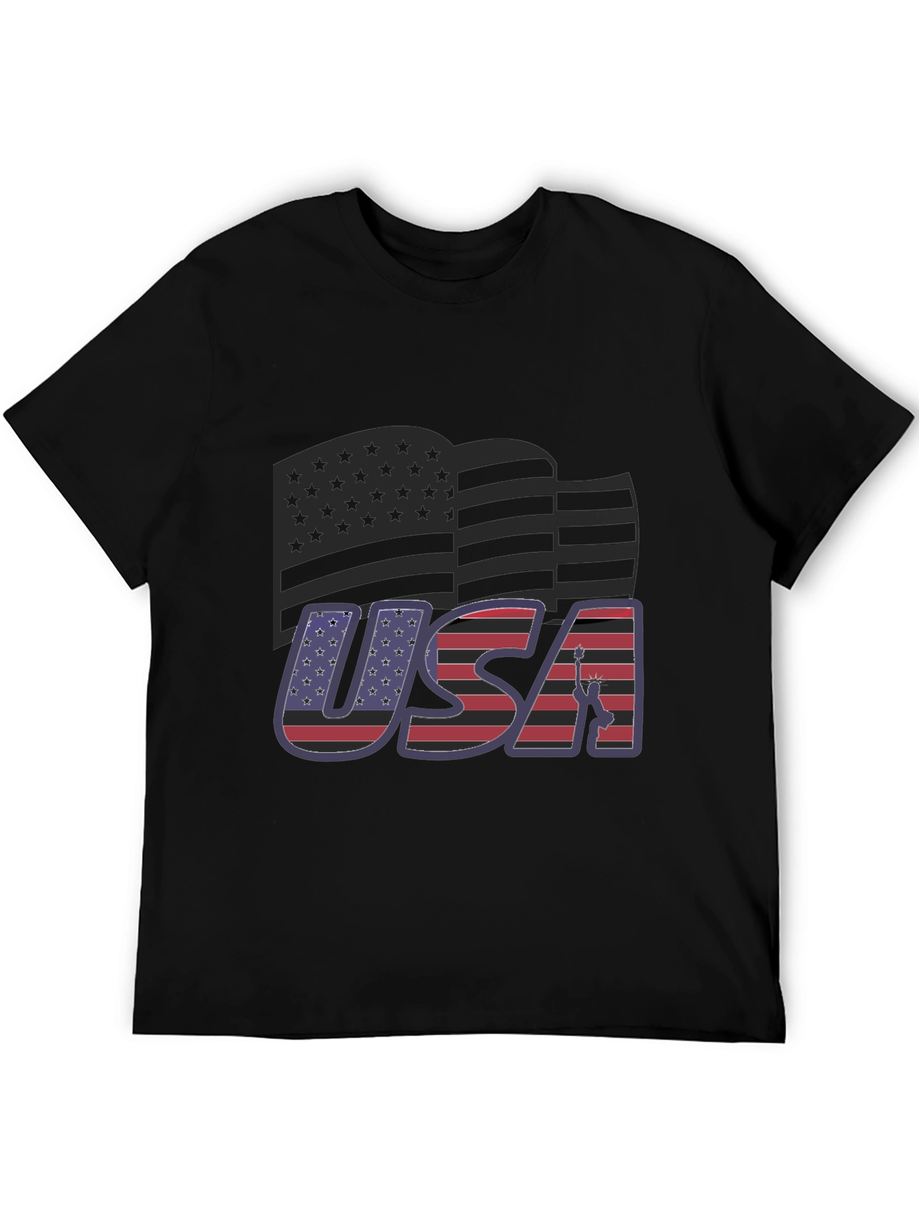 USA Flag Graphic Tee - Patriotic Black T-Shirt