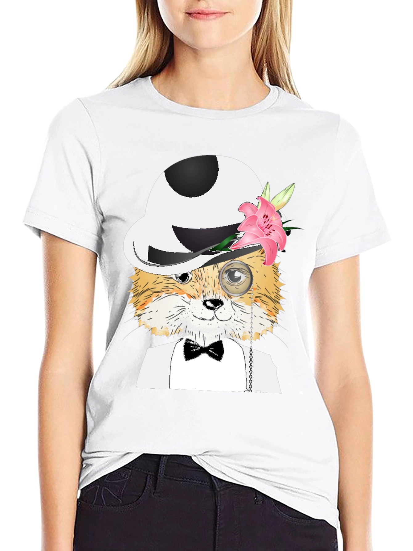 Dapper Fox T-Shirt: Monocle & Bowler Hat