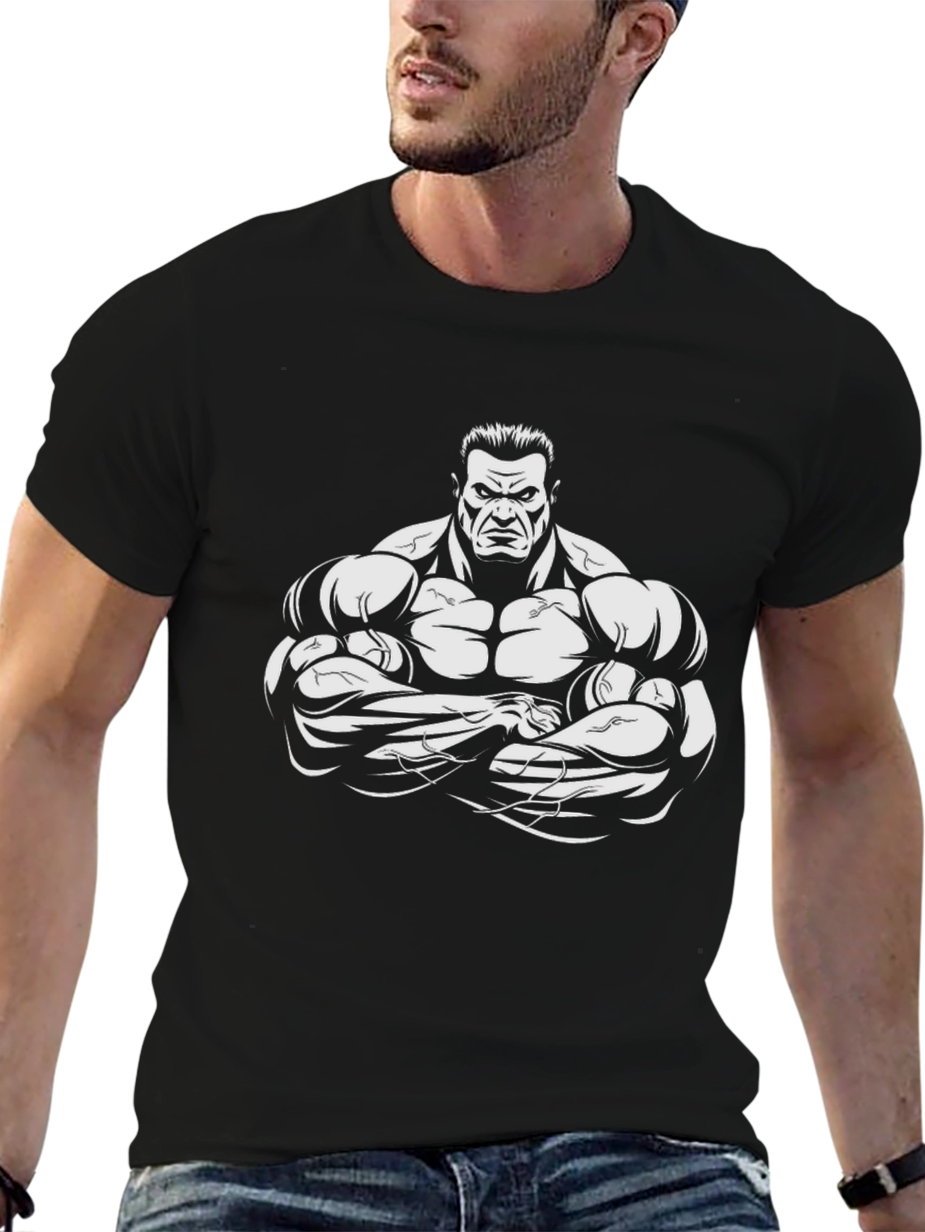 Muscle Man Graphic T-Shirt - Black