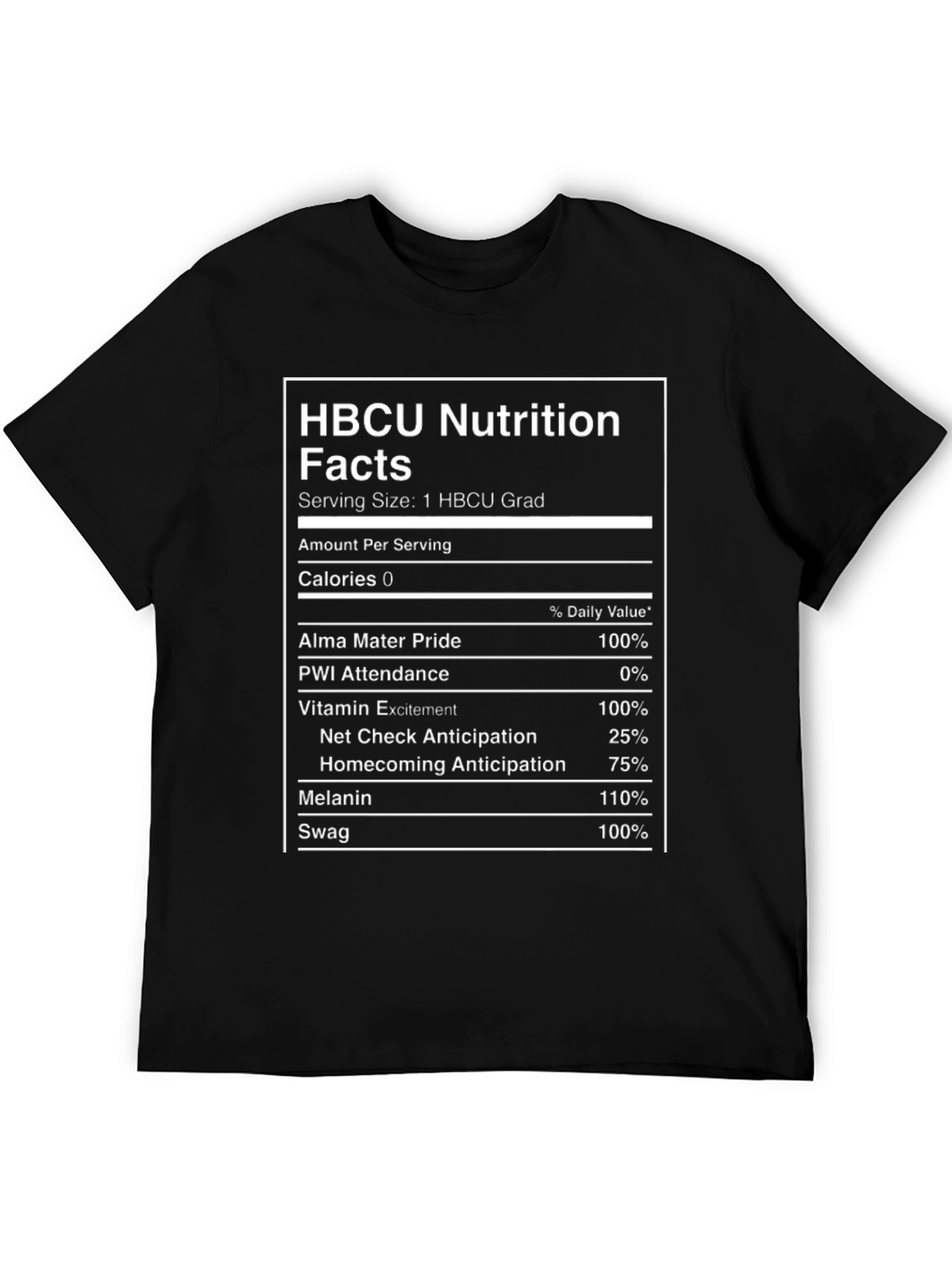 HBCU Nutrition Facts T-Shirt