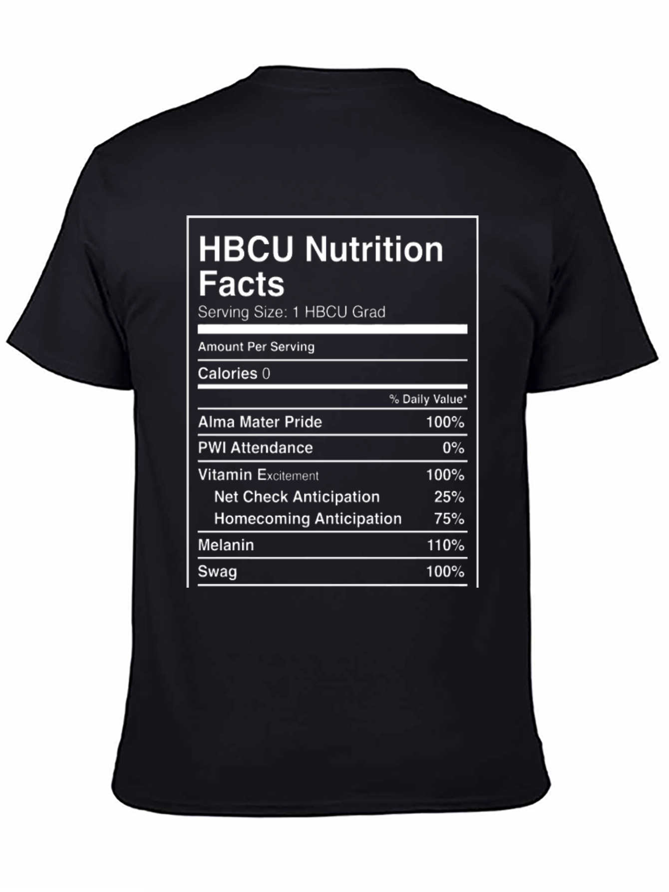 HBCU Nutrition Facts T-Shirt