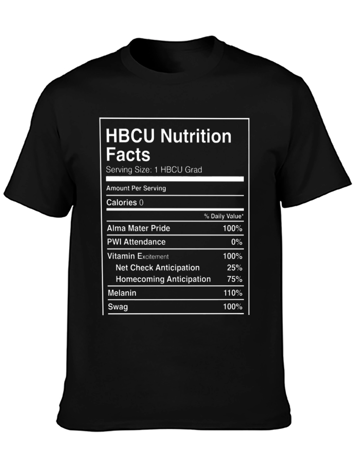 HBCU Nutrition Facts T-Shirt