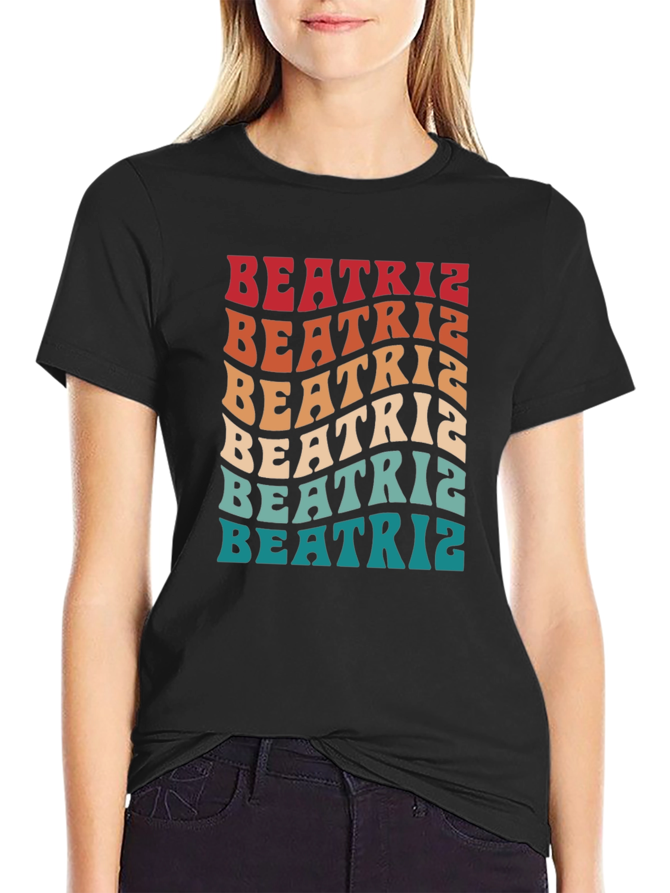 Beatriz Retro Wavy Text T-Shirt