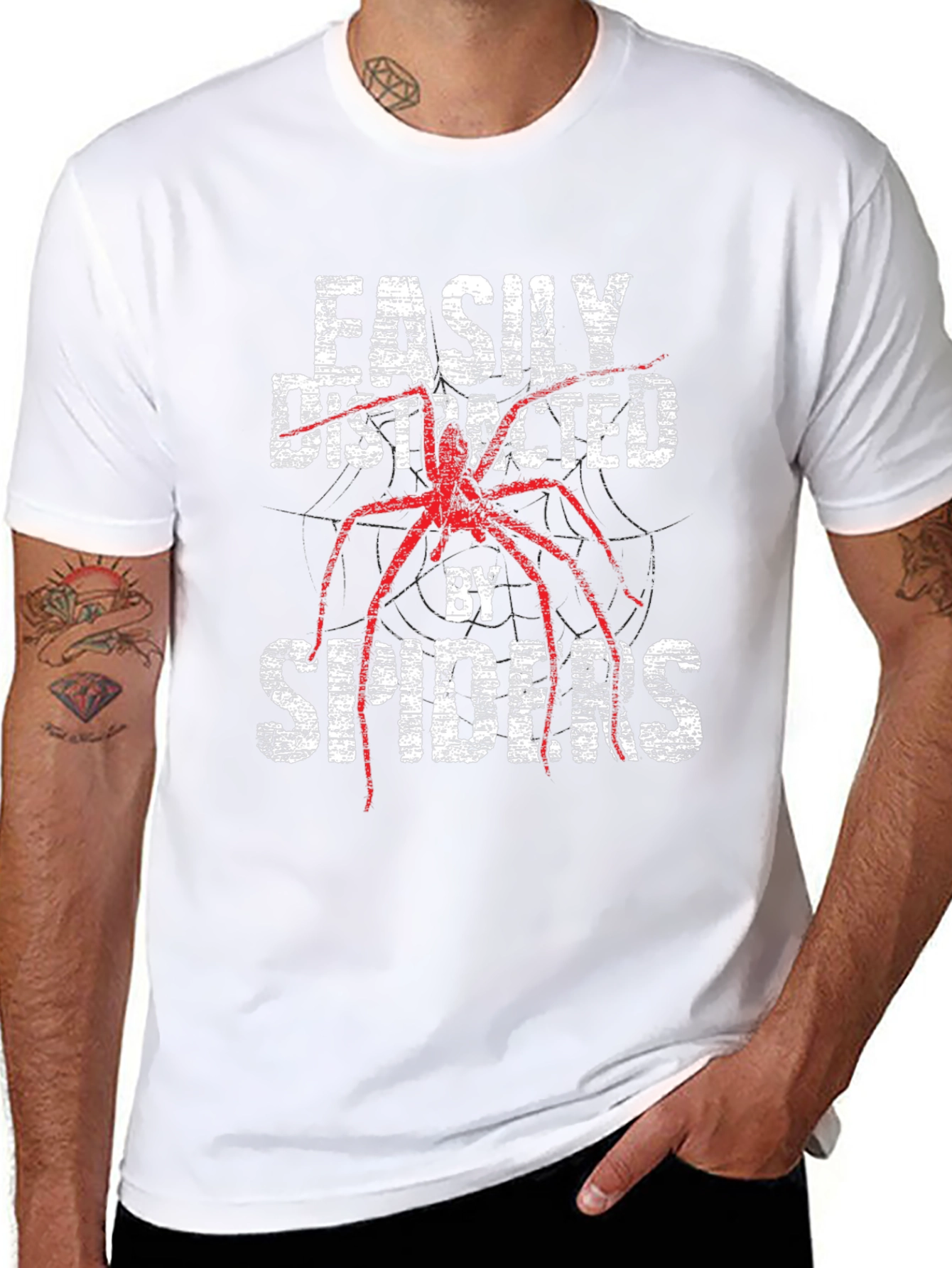 Easily Distracted By Spiders Funny T-Shirt