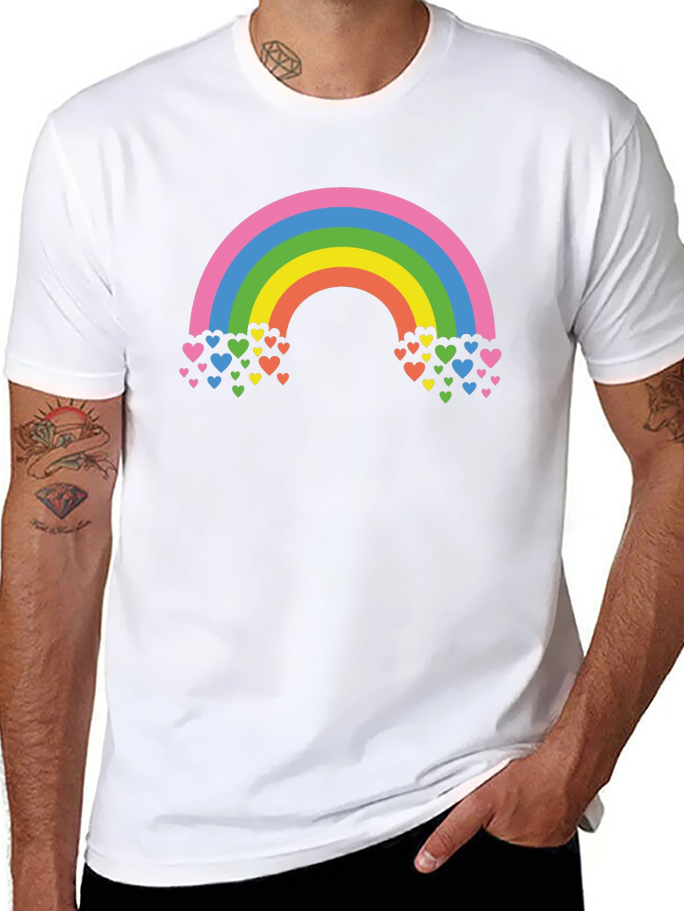 Rainbow Hearts Graphic T-Shirt - Black