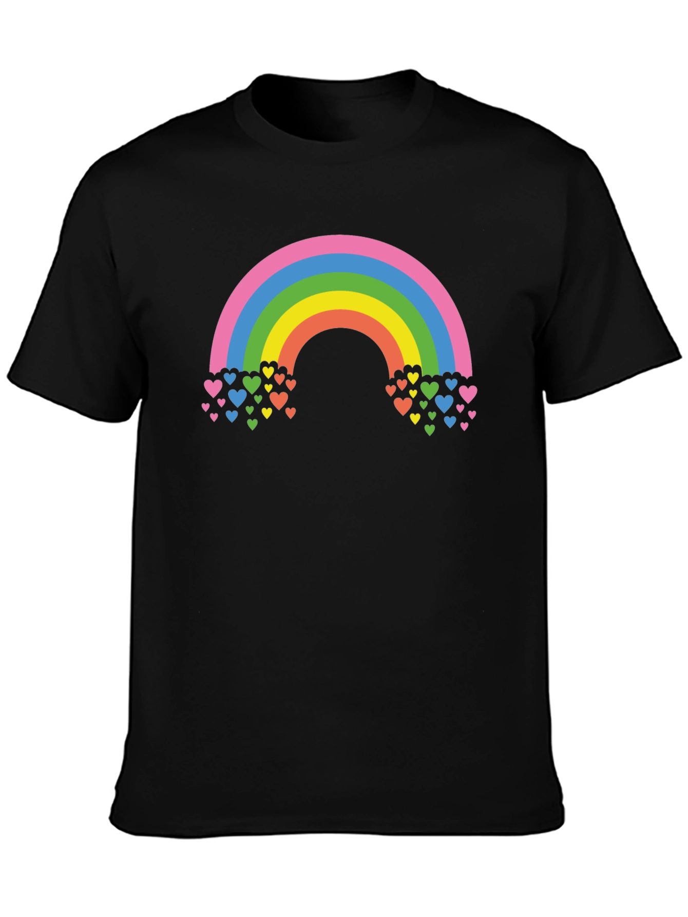 Rainbow Hearts Graphic T-Shirt - Black