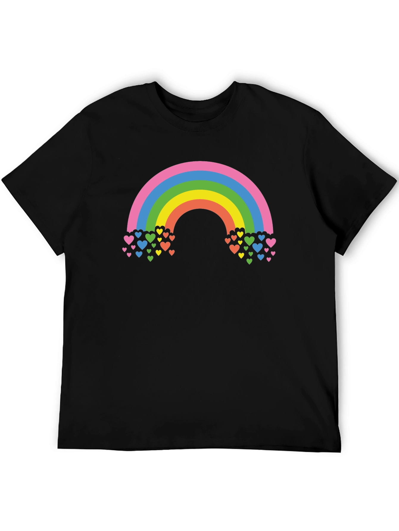 Rainbow Hearts Graphic T-Shirt - Black