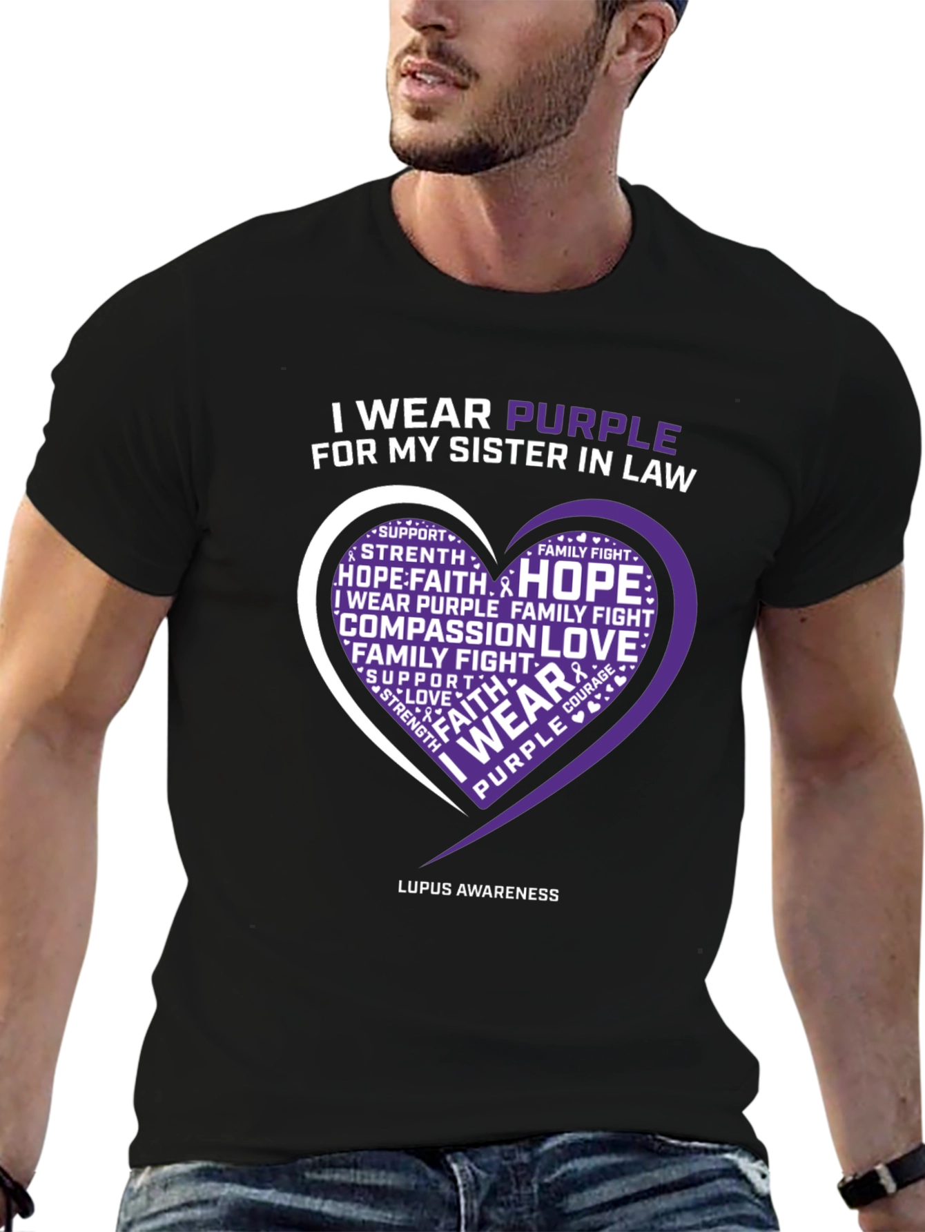 Purple Lupus Awareness Heart T-Shirt