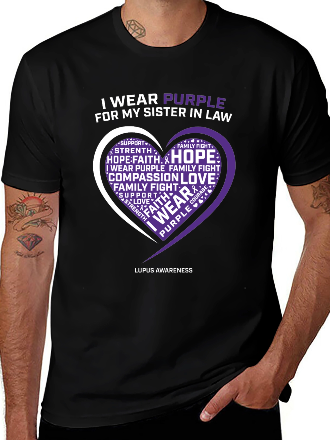 Purple Lupus Awareness Heart T-Shirt