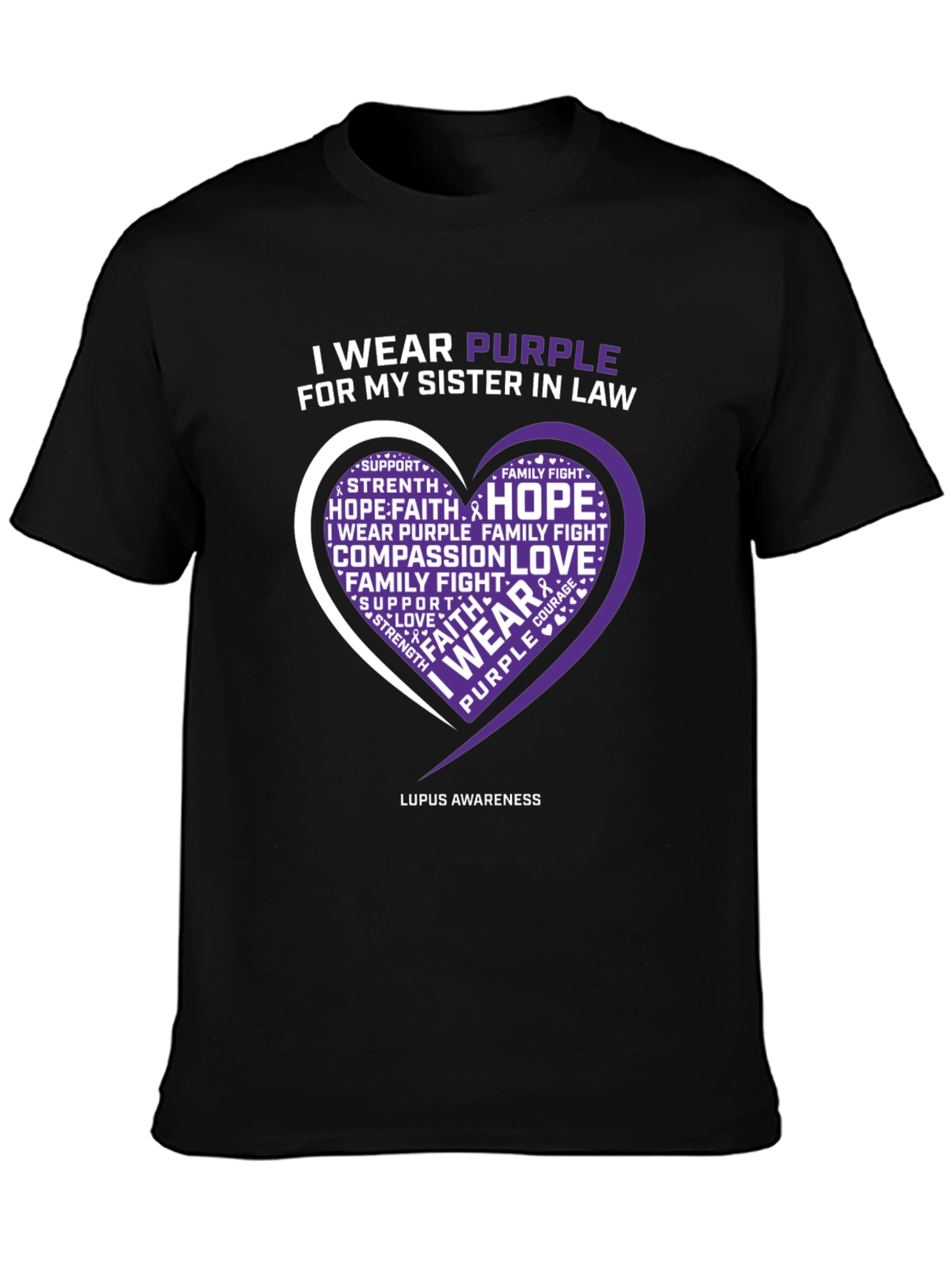 Purple Lupus Awareness Heart T-Shirt