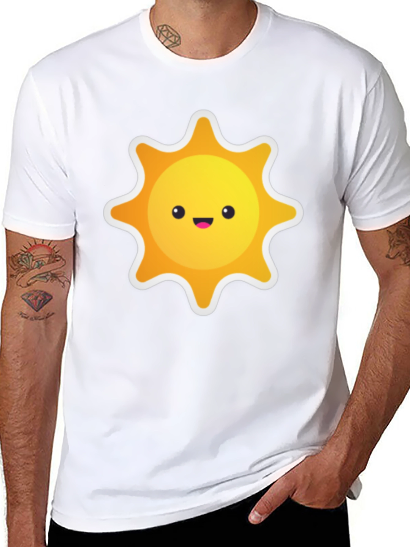 Cute Sun Graphic Black T-Shirt