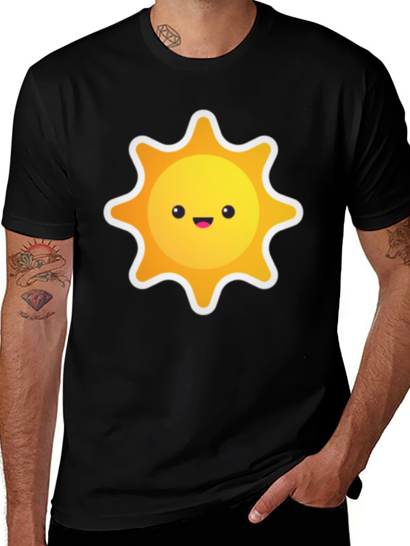 Cute Sun Graphic Black T-Shirt