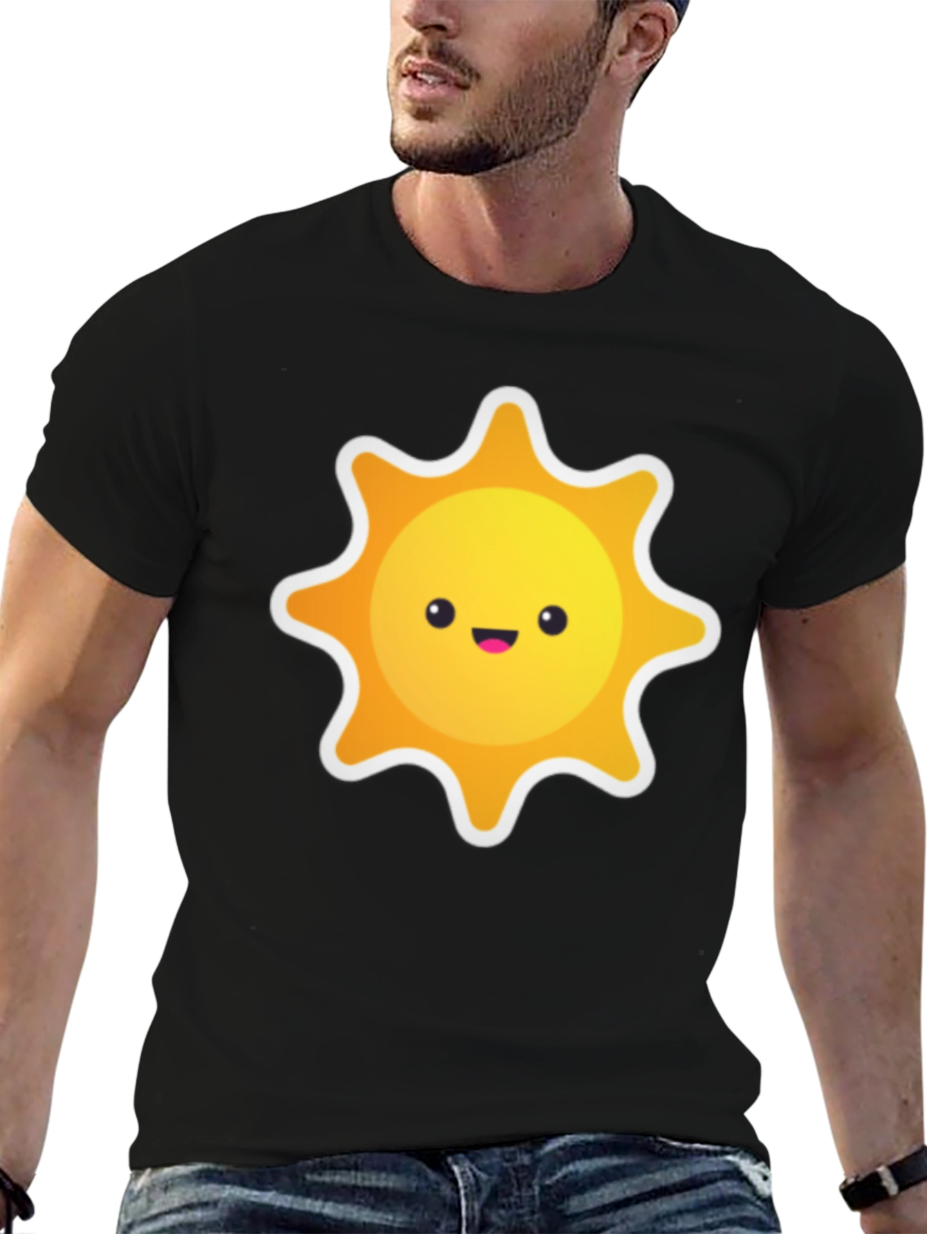 Cute Sun Graphic Black T-Shirt