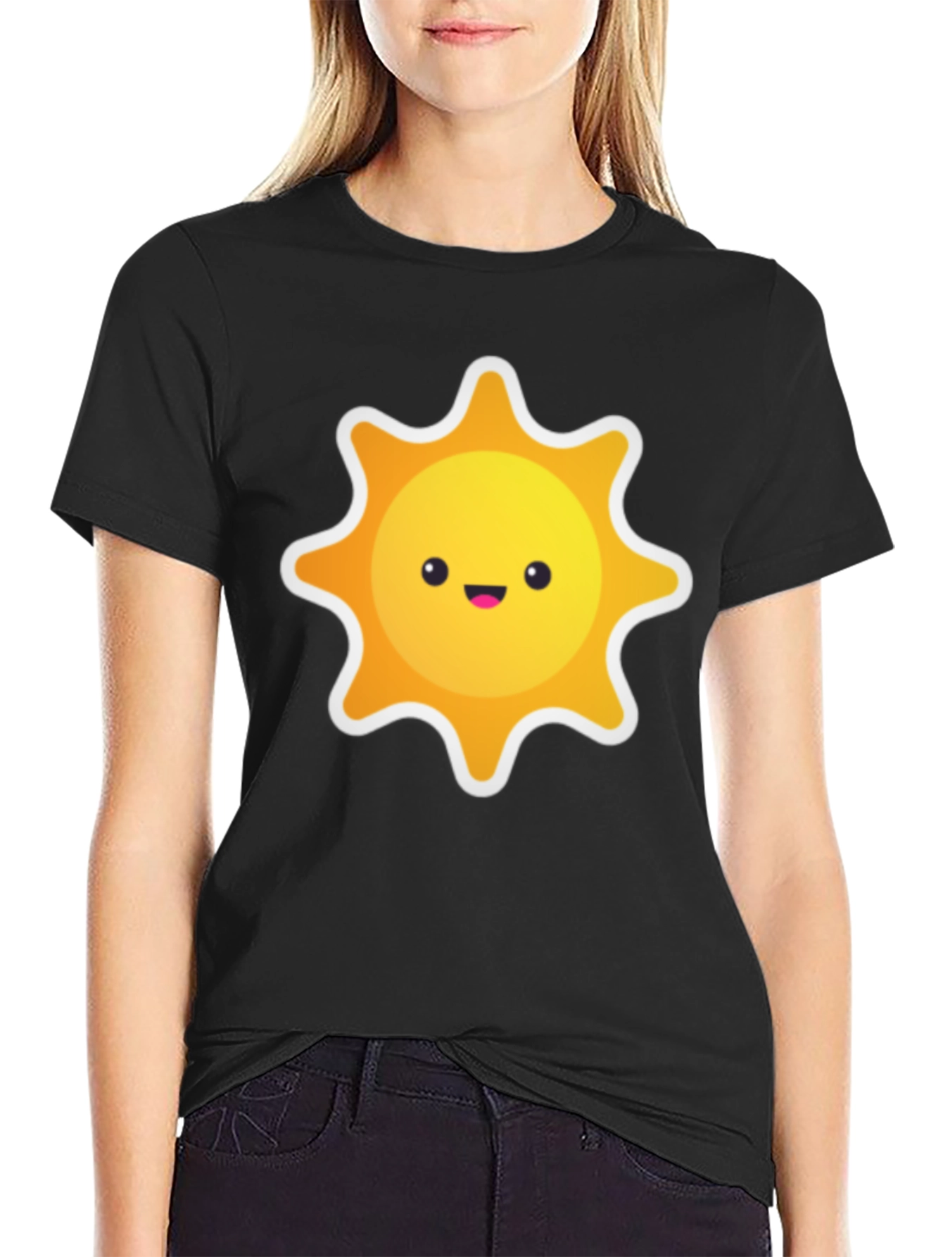 Cute Sun Graphic Black T-Shirt