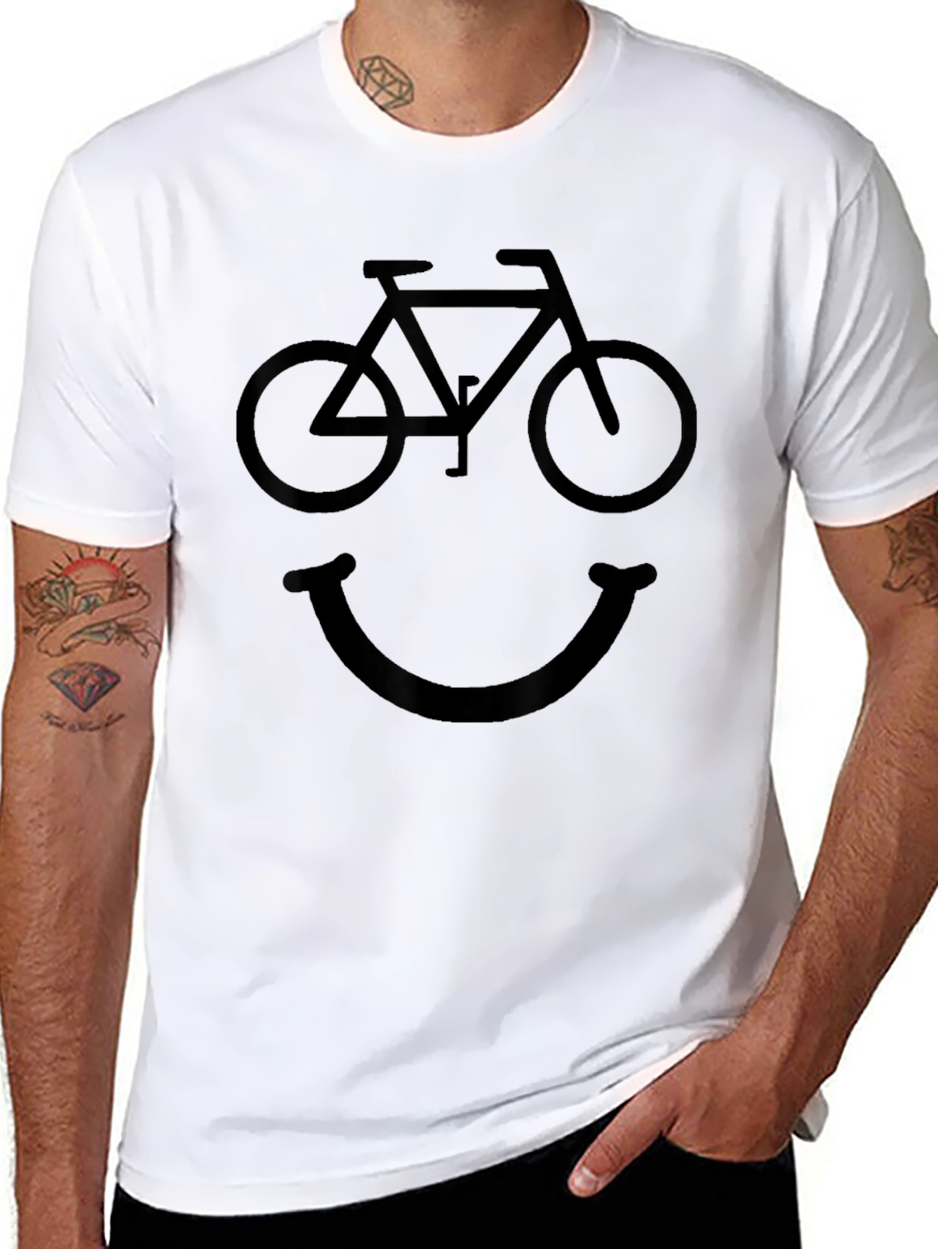 Bicycle Smile Face Graphic Tee - Black