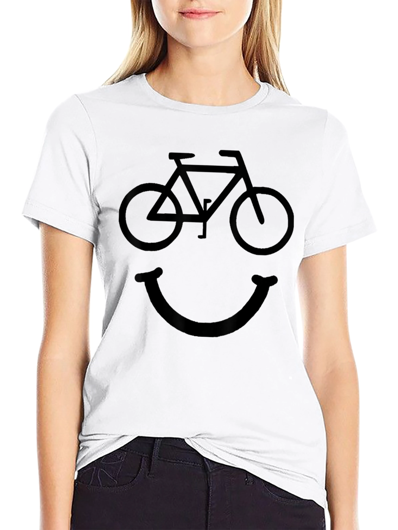 Bicycle Smile Face Graphic Tee - Black
