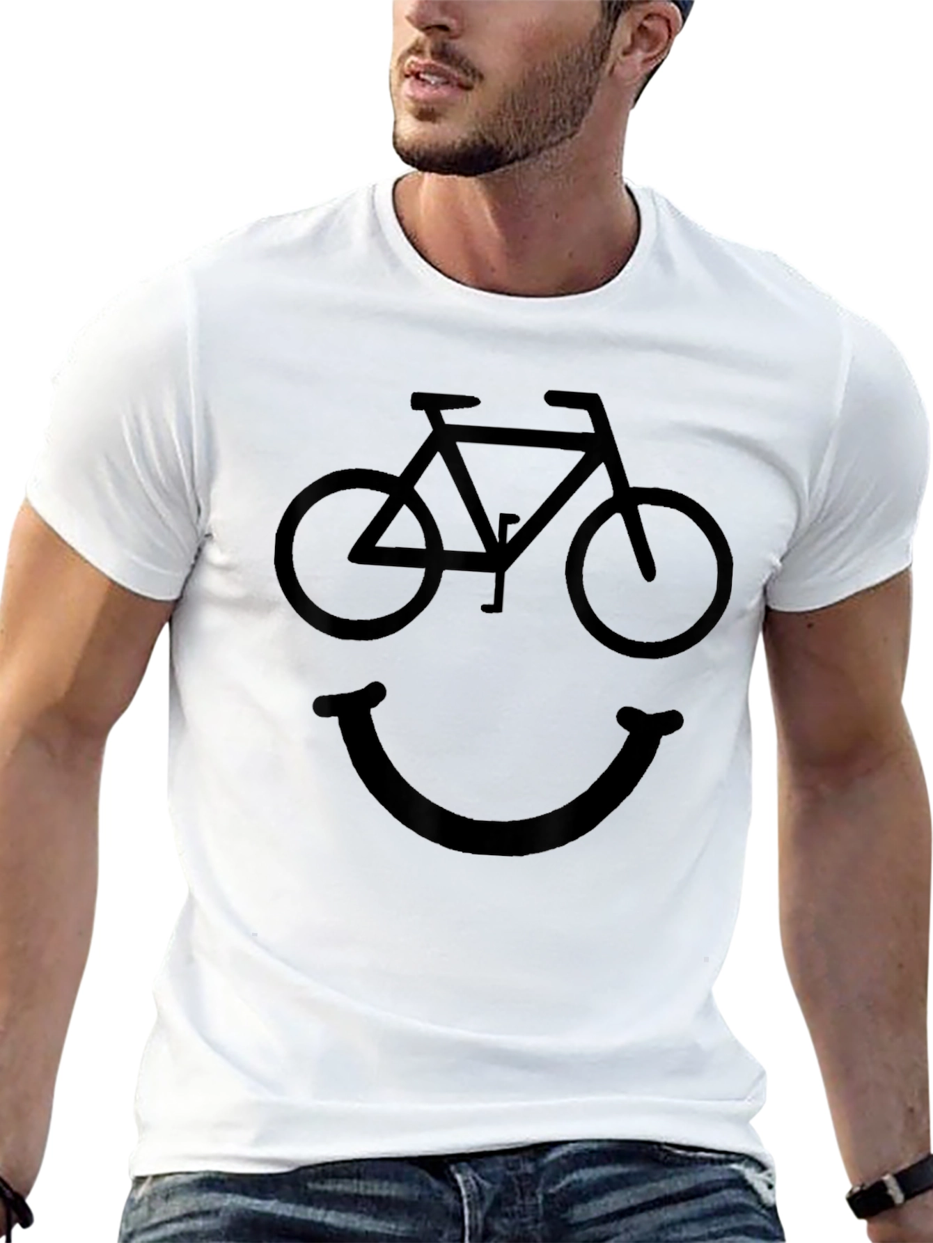 Bicycle Smile Face Graphic Tee - Black