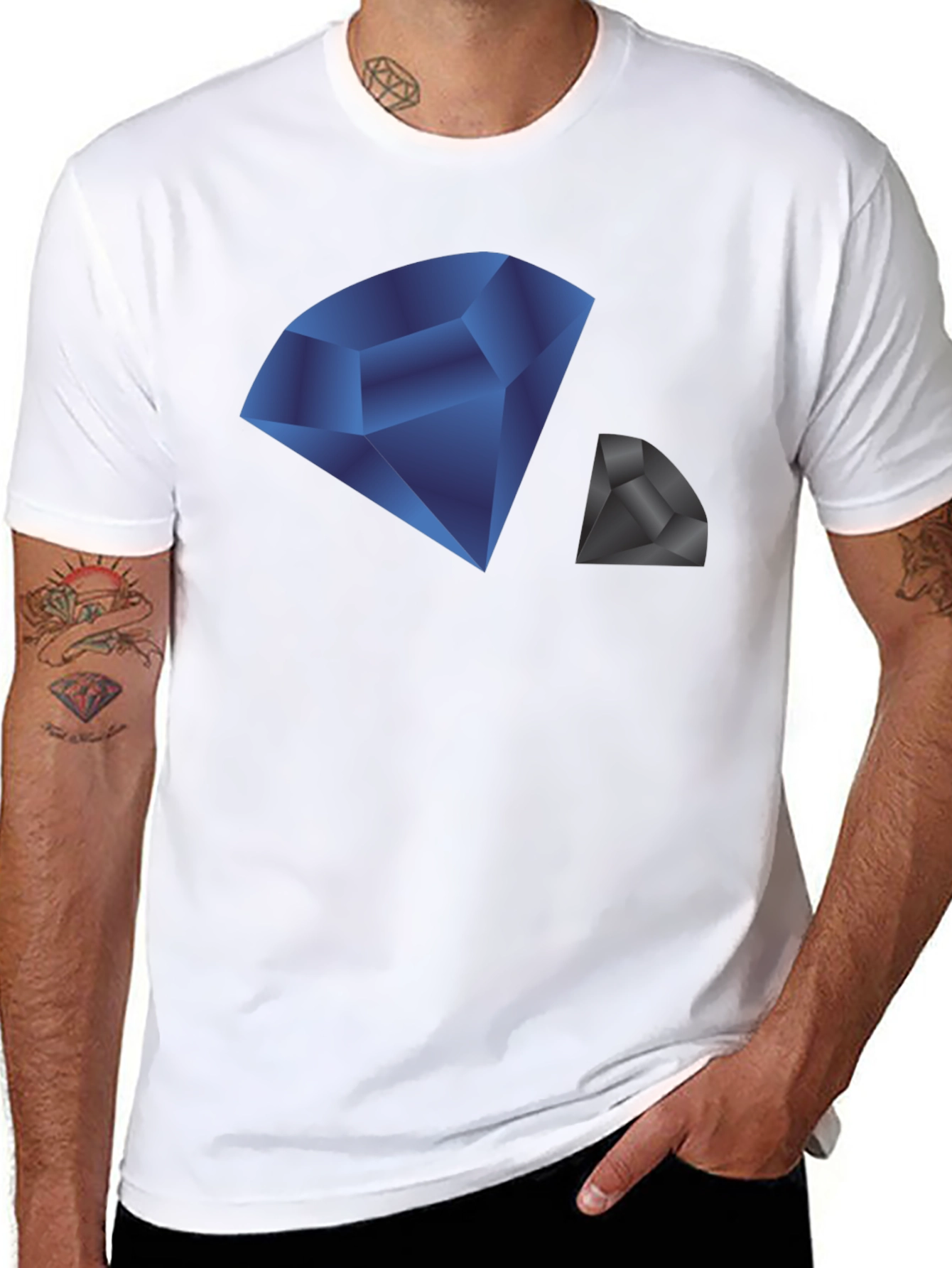 Modern Diamond Graphic Print Tee - Stylish Black Shirt