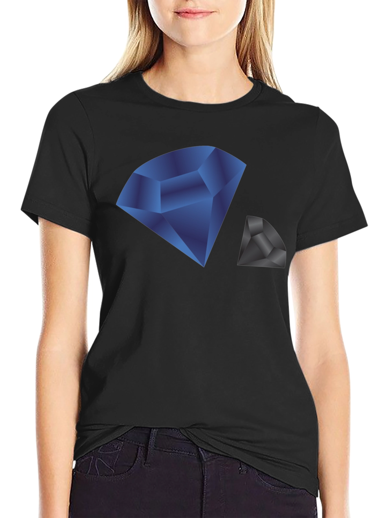 Modern Diamond Graphic Print Tee - Stylish Black Shirt