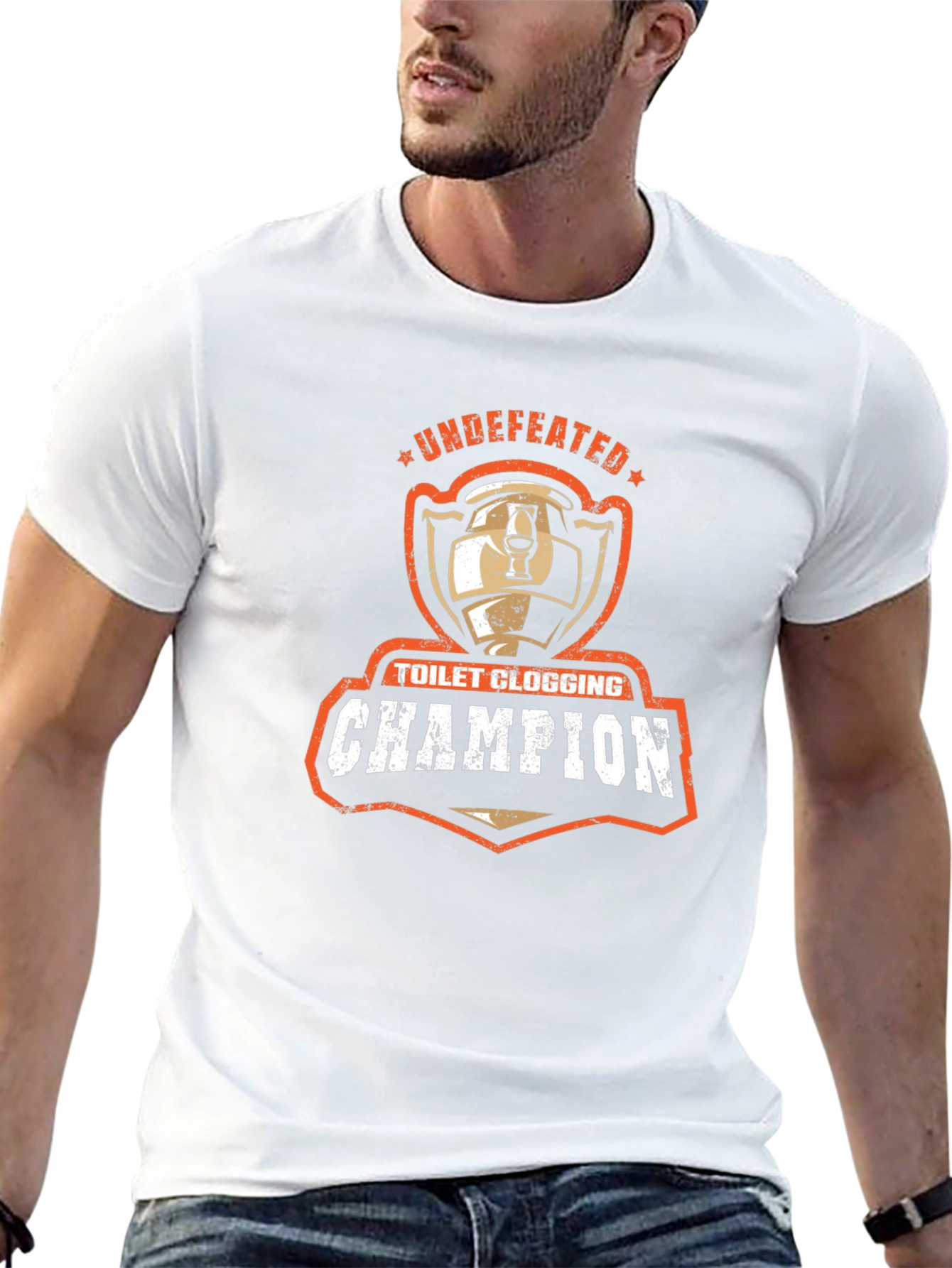 Undefeated Toilet Clogging Champion Graphic Tee