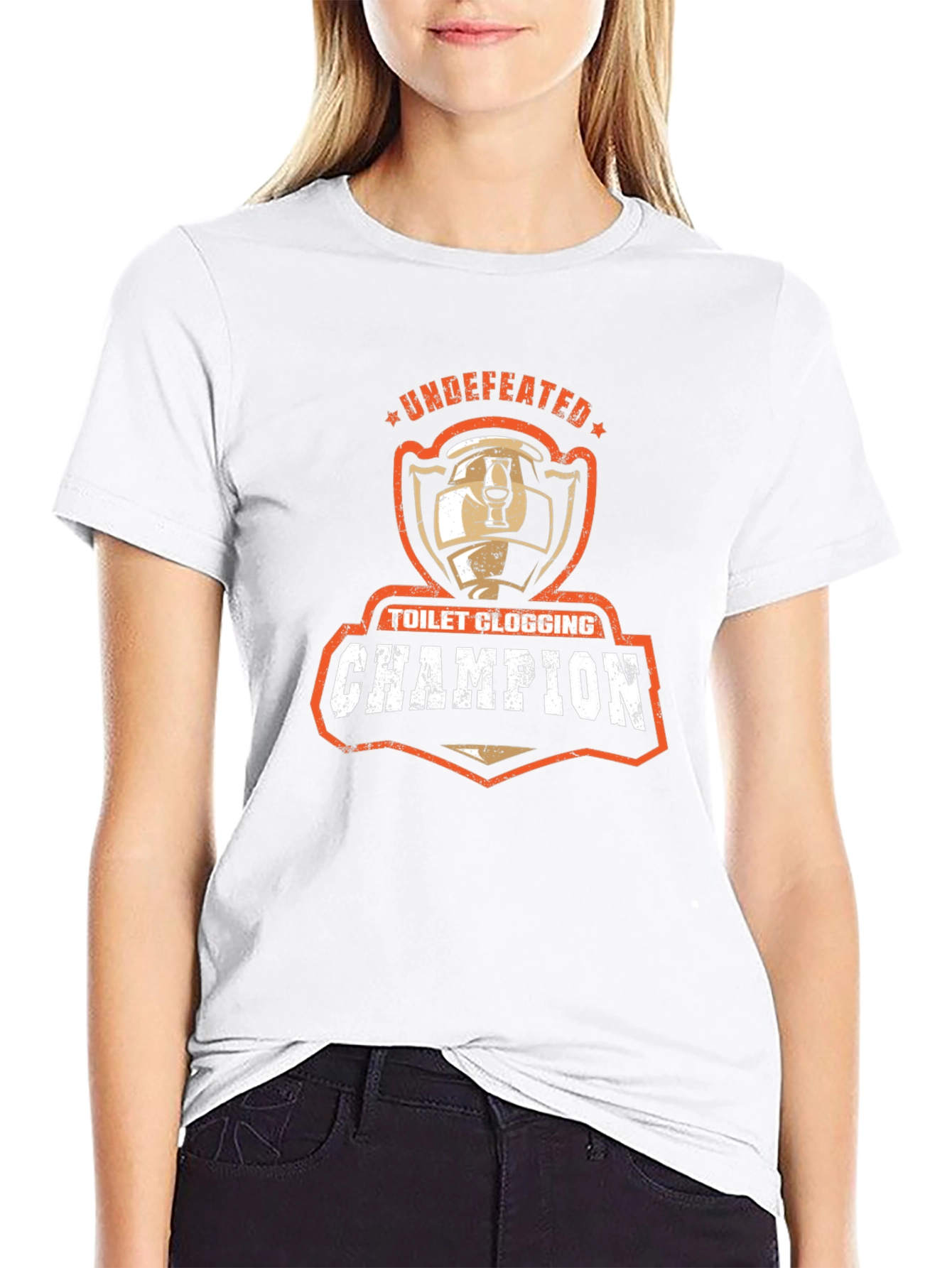 Undefeated Toilet Clogging Champion Graphic Tee