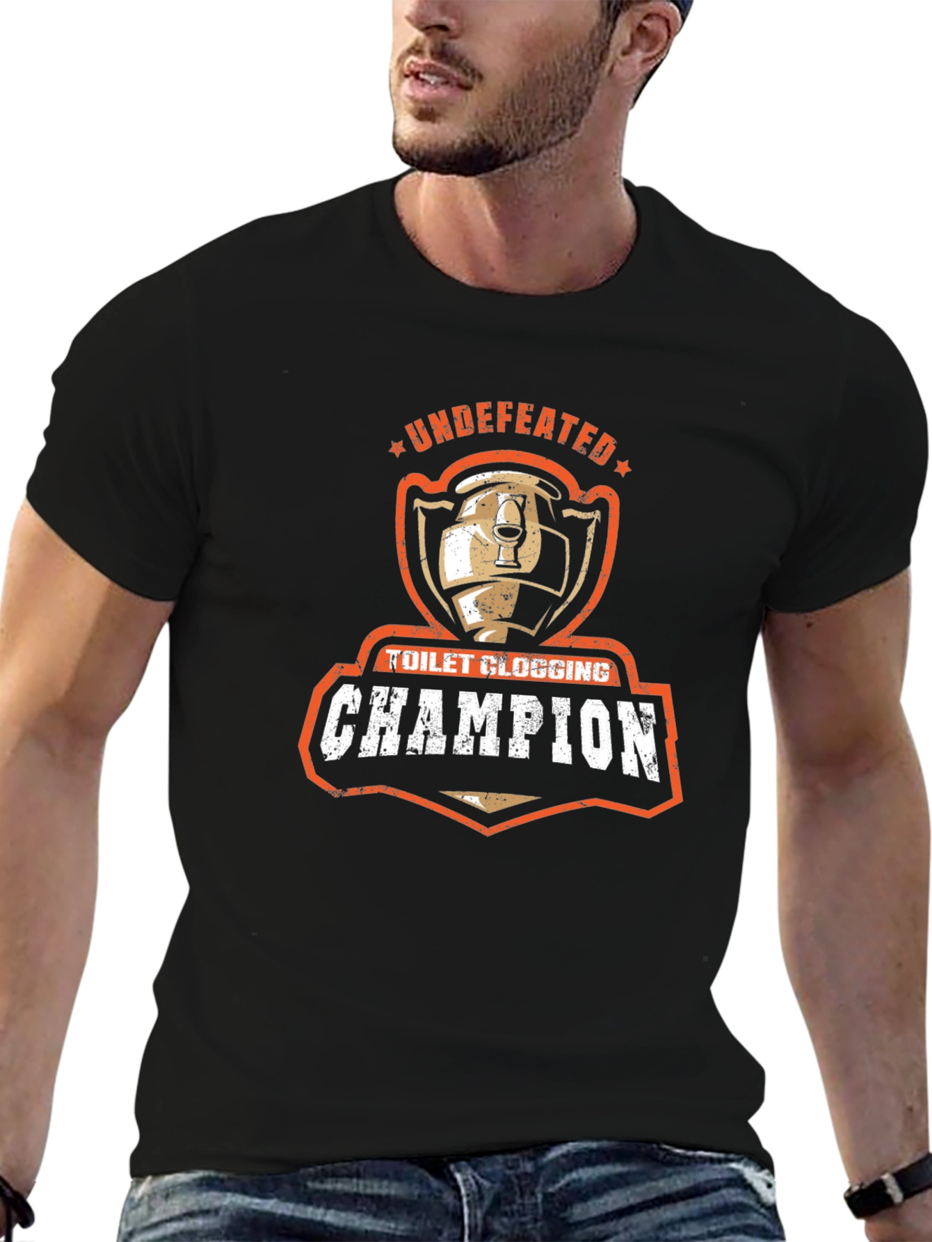 Undefeated Toilet Clogging Champion Graphic Tee