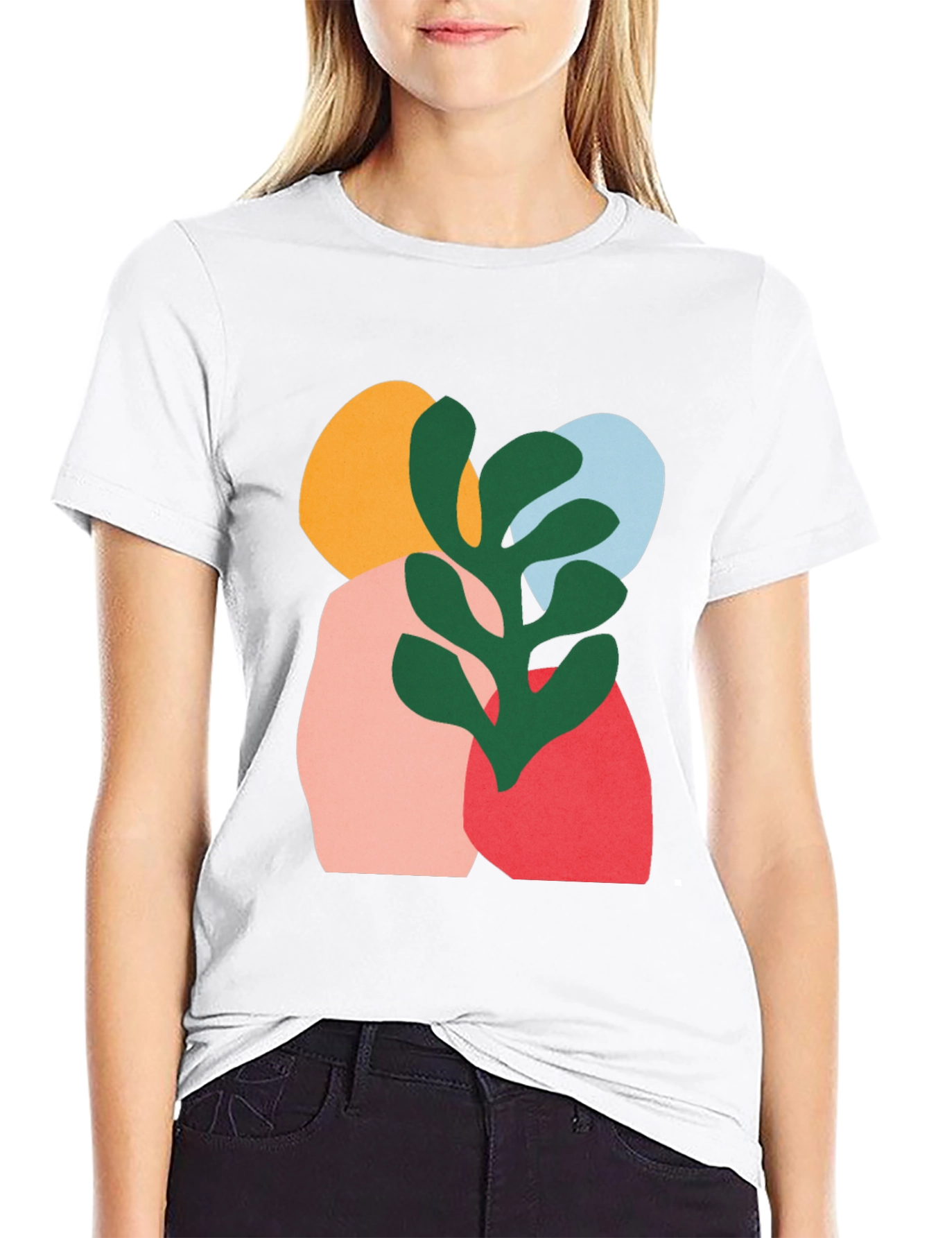 Modern Abstract Graphic Print Black T-Shirt