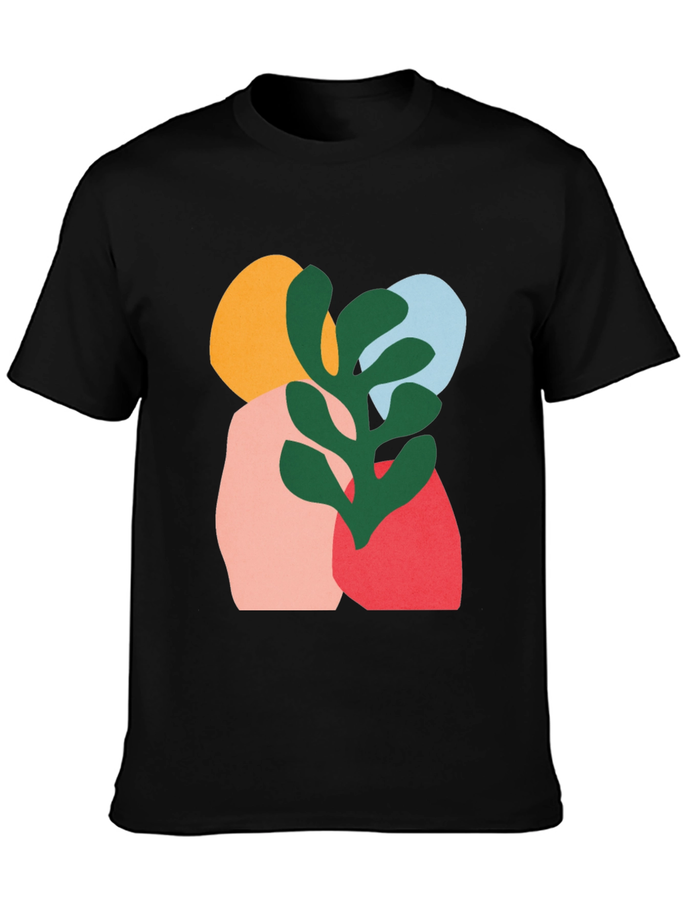 Modern Abstract Graphic Print Black T-Shirt